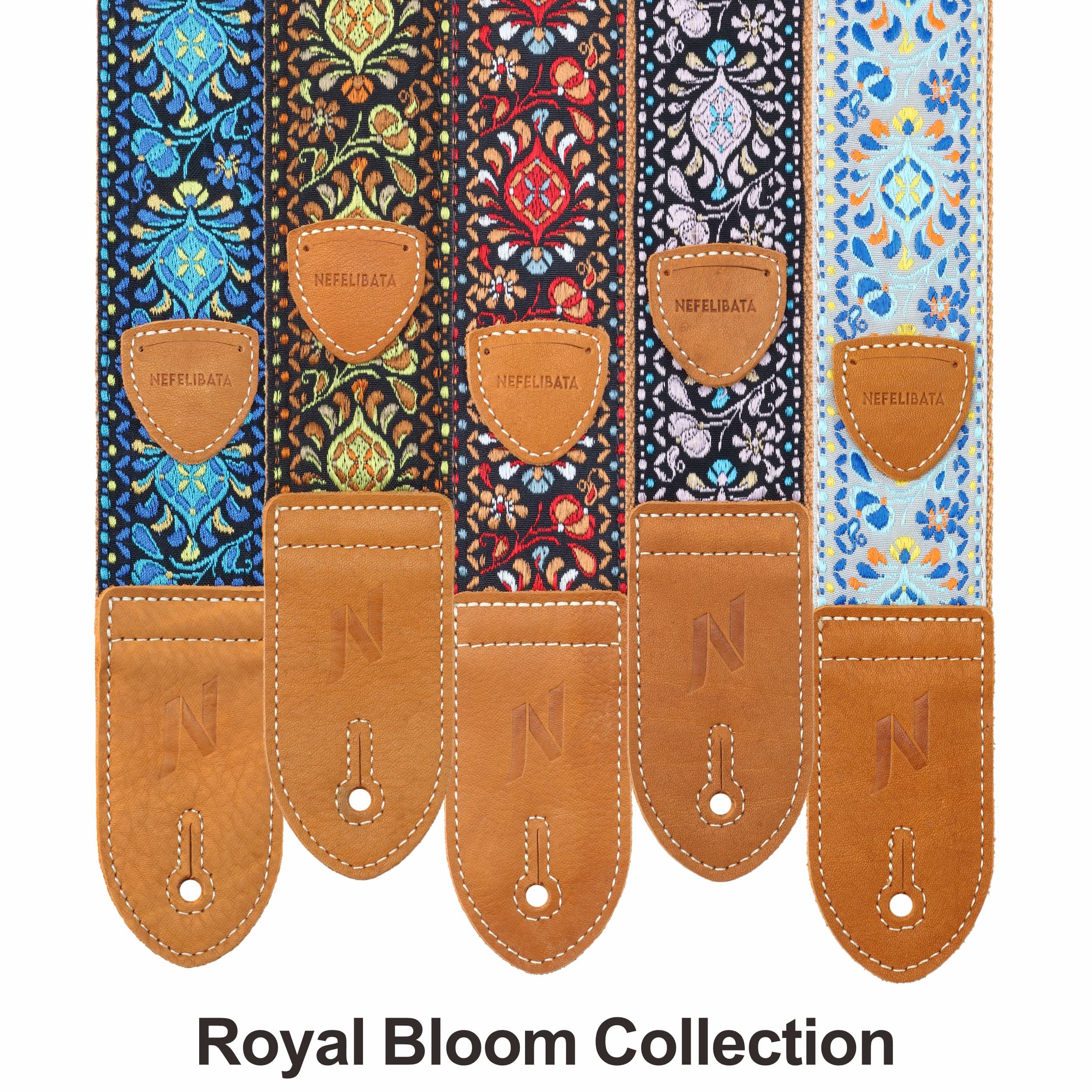 Nefelibata Guitar Strap,Double leather ends,Vintage Woven W/FREE BONUS-4 Picks+Strap Locks+Strap Button,Best Gift For Bass,Elect