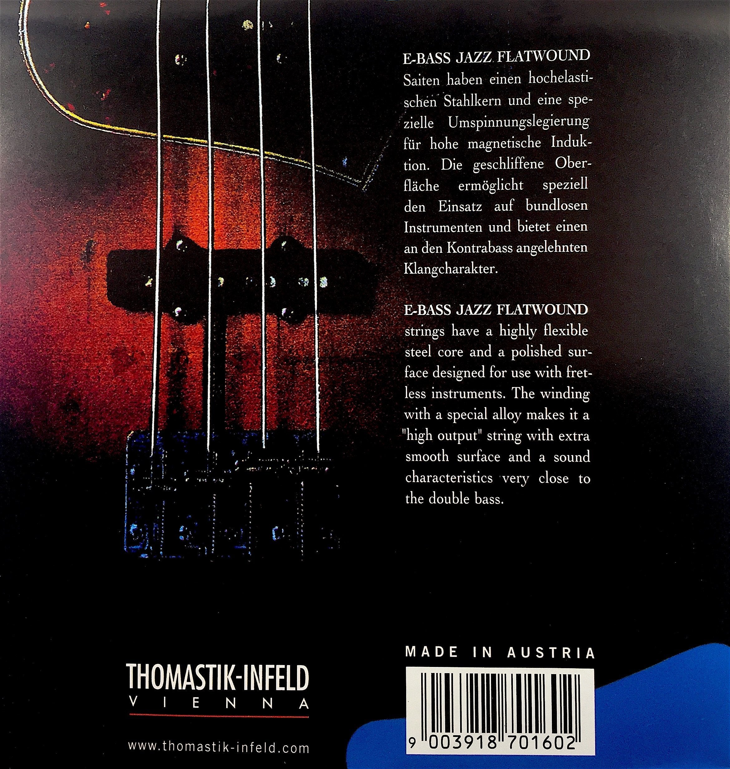 Thomastik-Infeld JF345 Bass Guitar Strings: Jazz Flat Wounds 5-String Long Scale Set; Pure Nickel Flats G, D, A, E, B Set