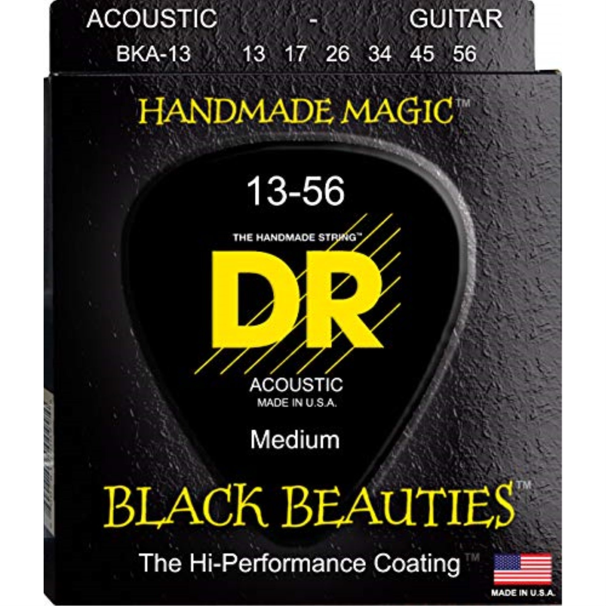 BLACK BEAUTIES - BLACK Colored Acoustic Guitar Strings: Medium 13-56