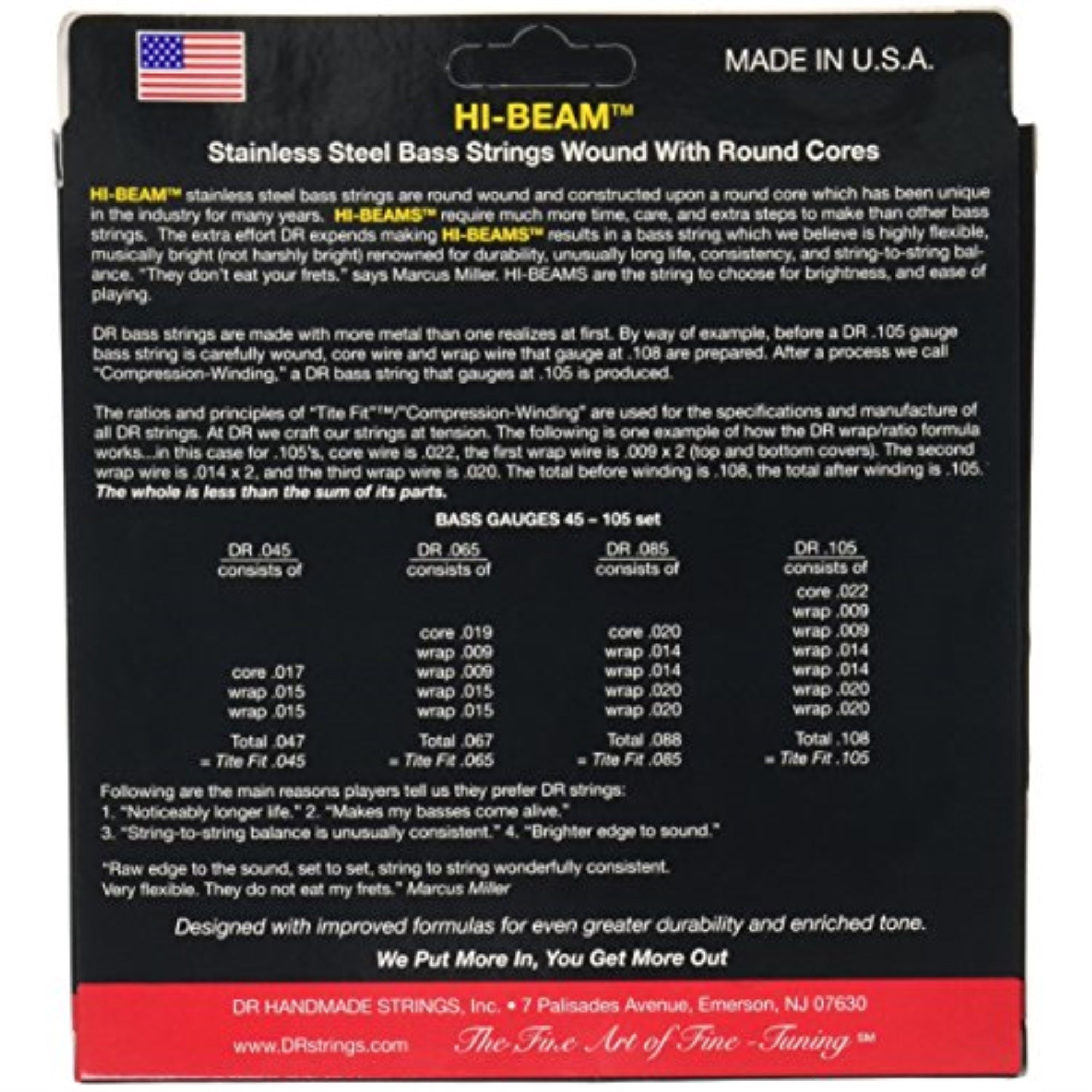 DR Strings Hi-Beam - Stainless Steel Round Core 45-100