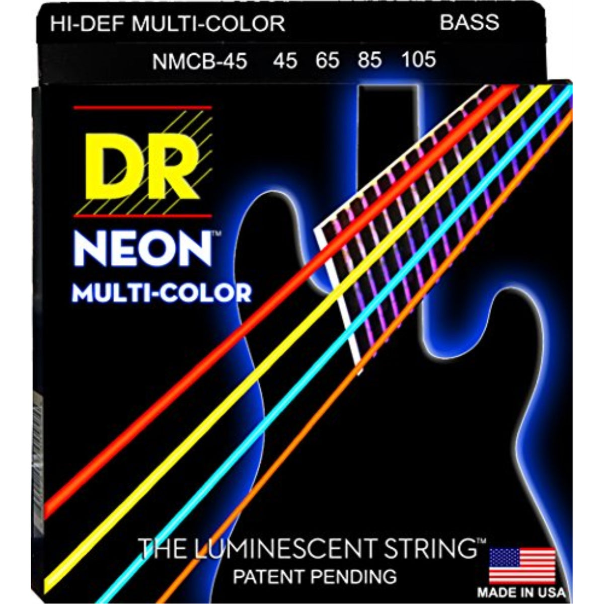 Hi-Def Neon - Multi-Color Colored Bass Strings: Medium 45-105