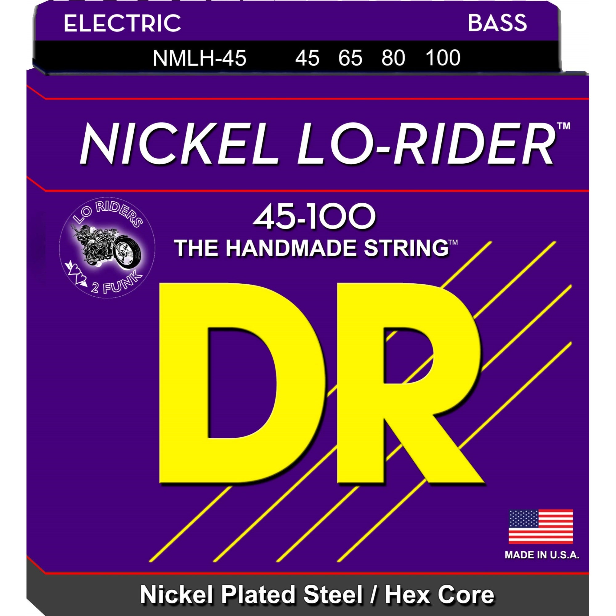 DR Strings Nickel Lo-Rider - Nickel Plated Hex Core Bass 45-100