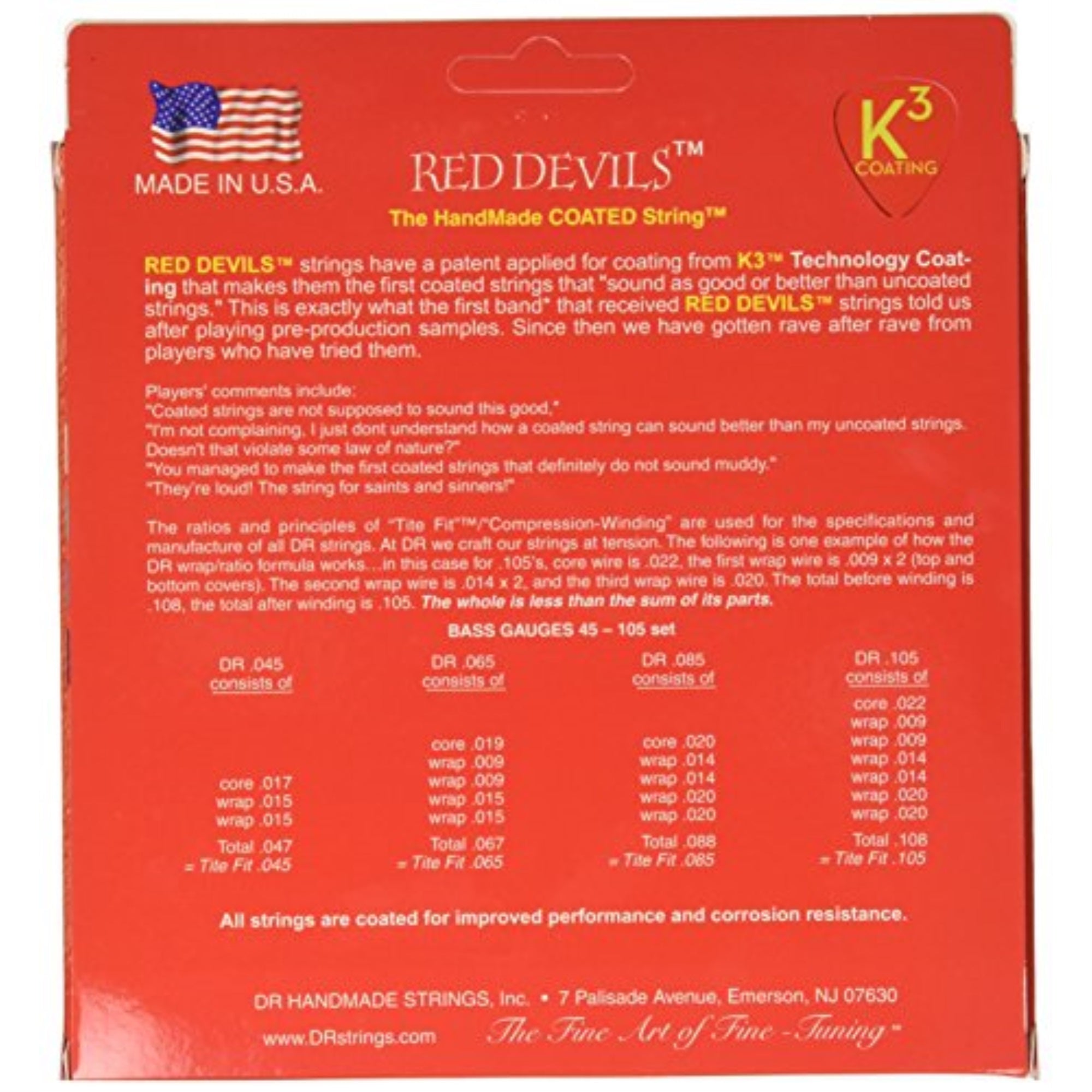 RED DEVILS - RED Colored Bass Strings: Medium 45-105