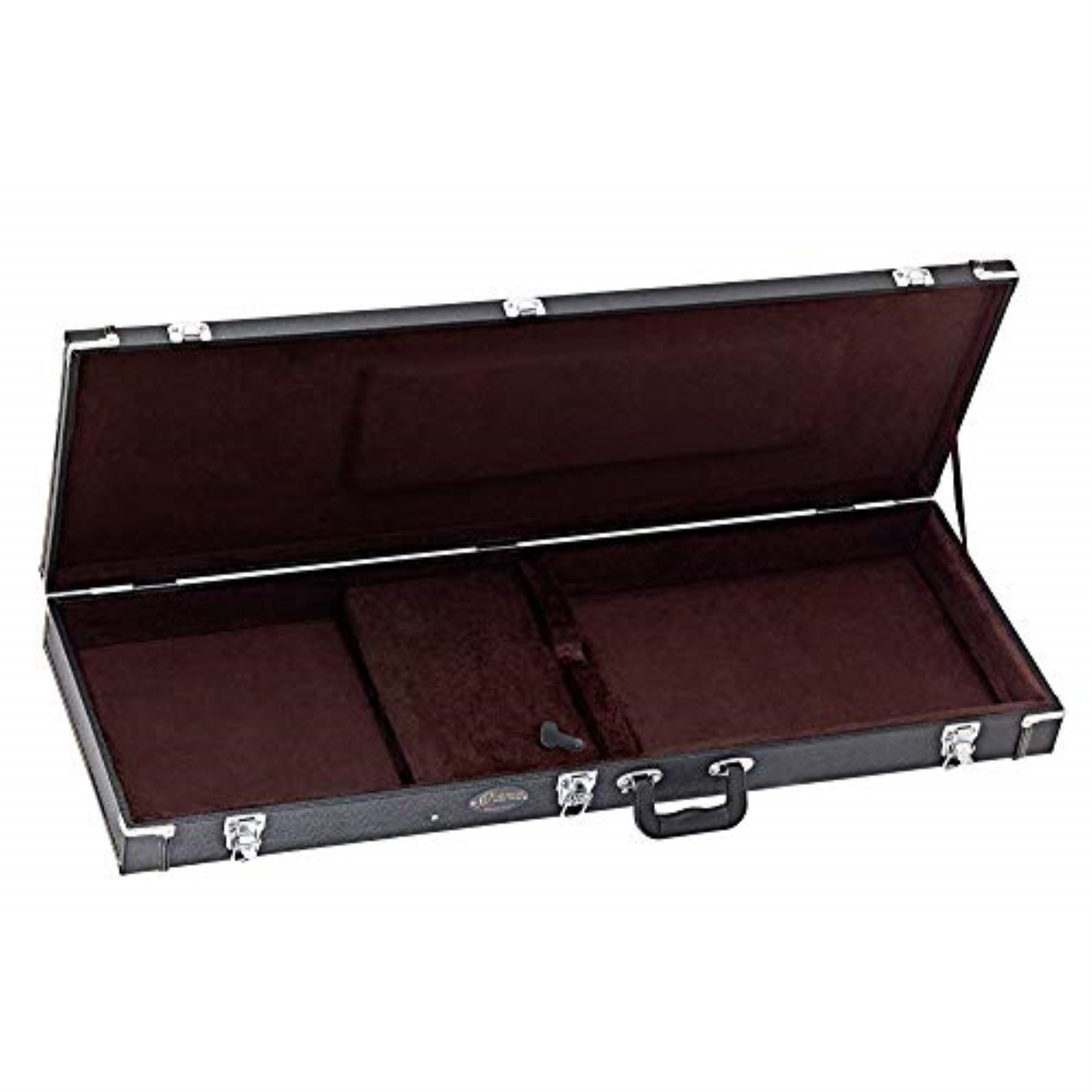Rectangular Electric Bass Guitar Economy Hardshell Case - 15 mm Velvet Padding - Black with Chrome Hardware