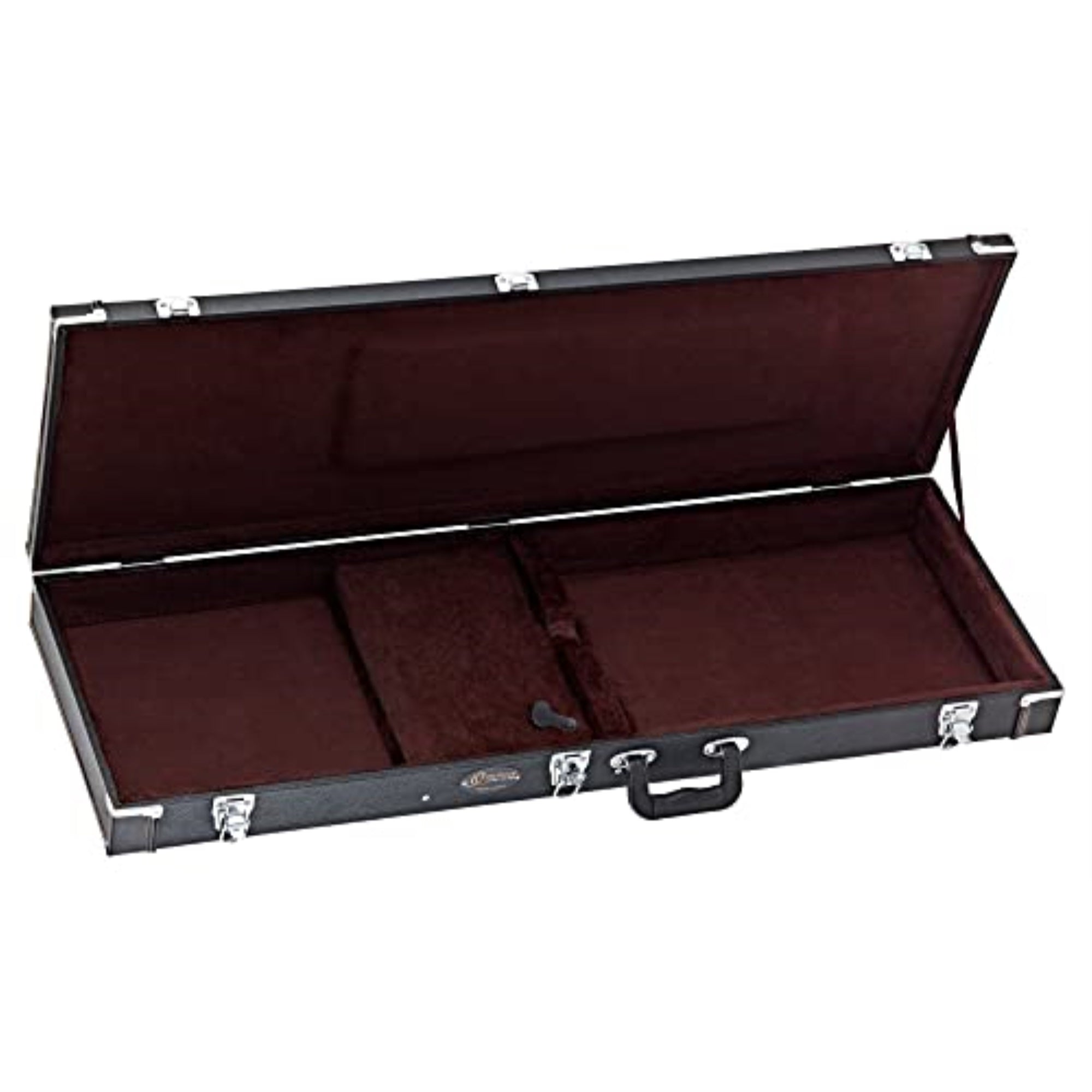 Rectangular Electric Guitar Economy Hardshell Case - 15 mm Velvet Padding - Black with Chrome Hardware
