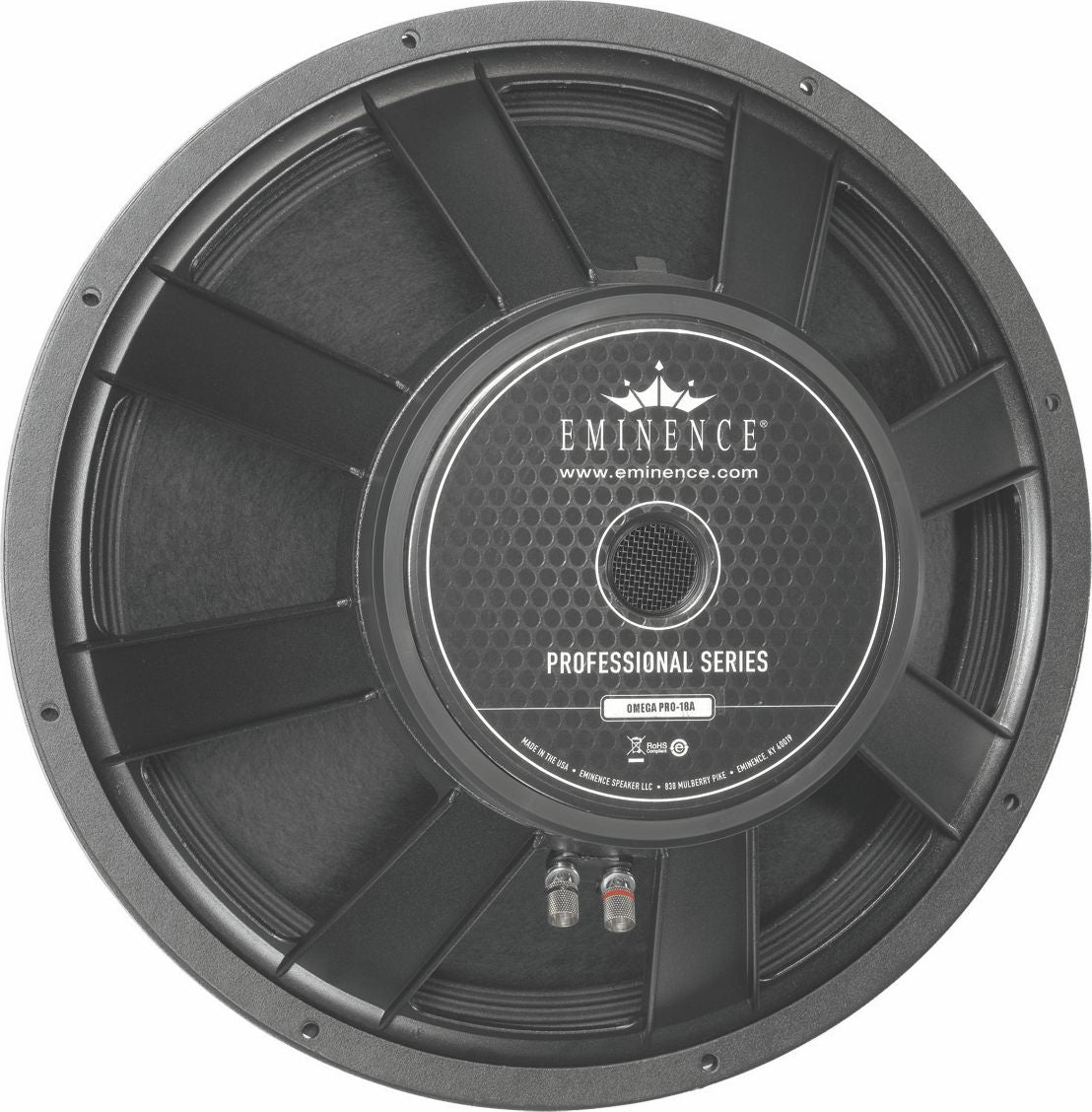 18-In Pro Audio Subwoofer 4-In Voice Coil / 8 Ohms / 109 Oz. Ferrite Magnet / Vented Scoop Loading Horn Loading