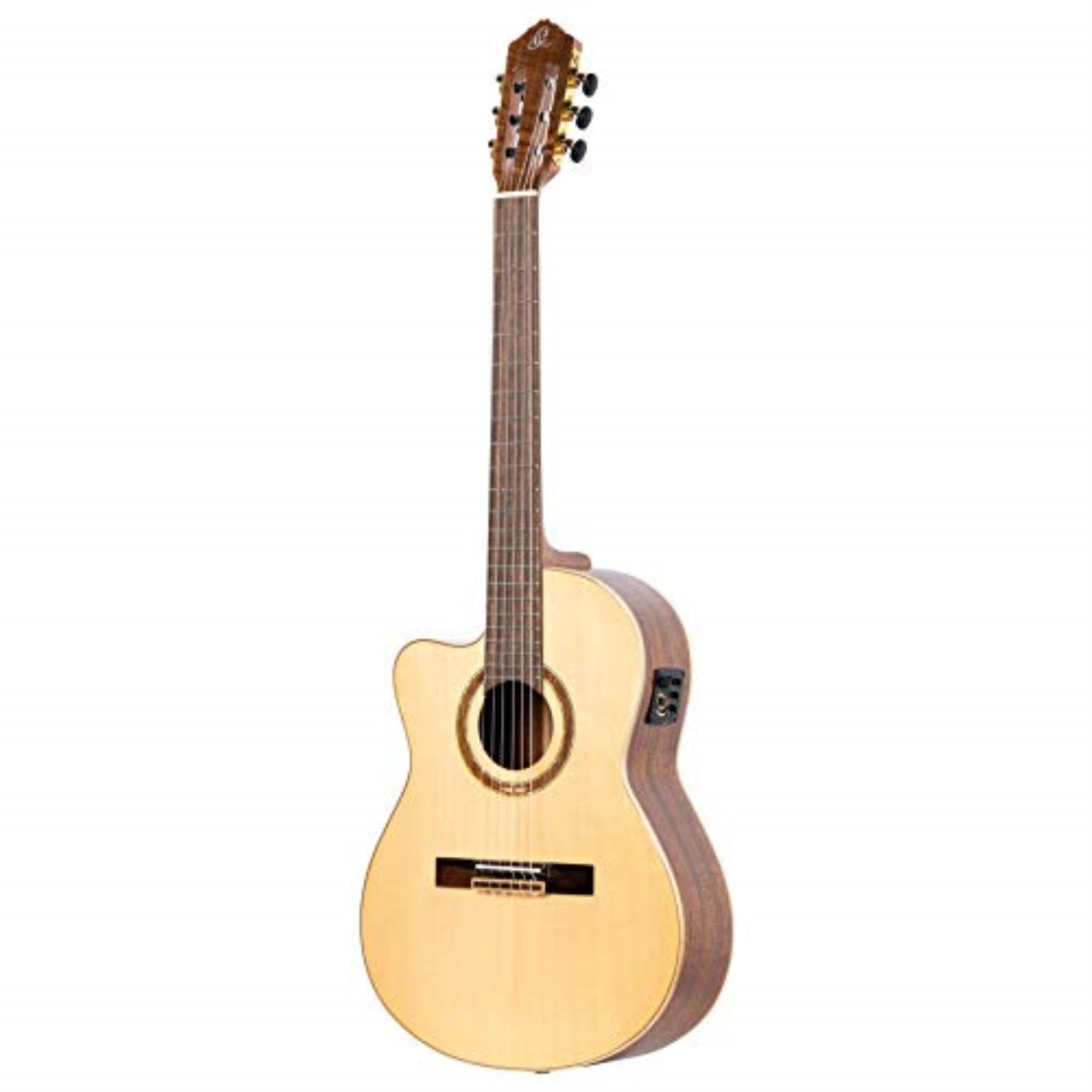 Performer Series Left-Handed Solid Top Thinline Crossover Acoustic-Electric Nylon Classical Guitar With Bag