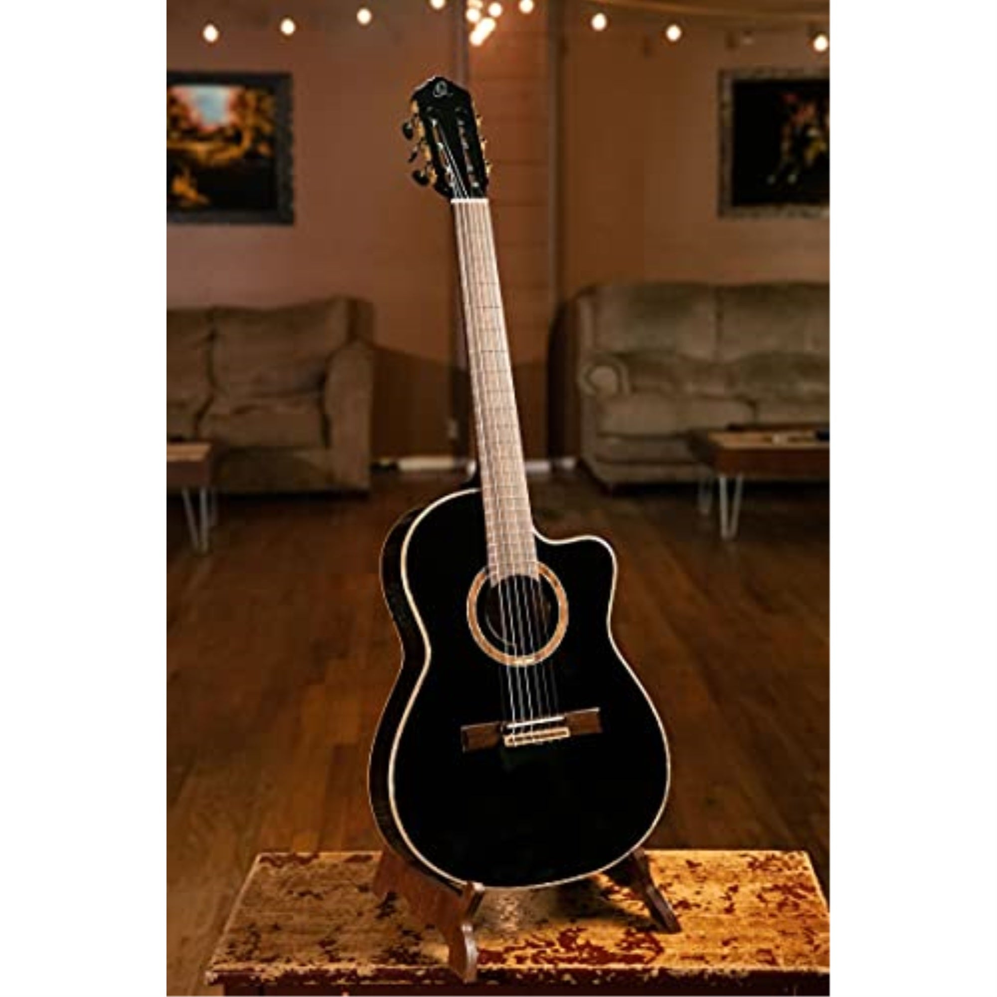 Performer Series Solid Top Thinline Crossover Acoustic-Electric Nylon Classical Guitar with Bag