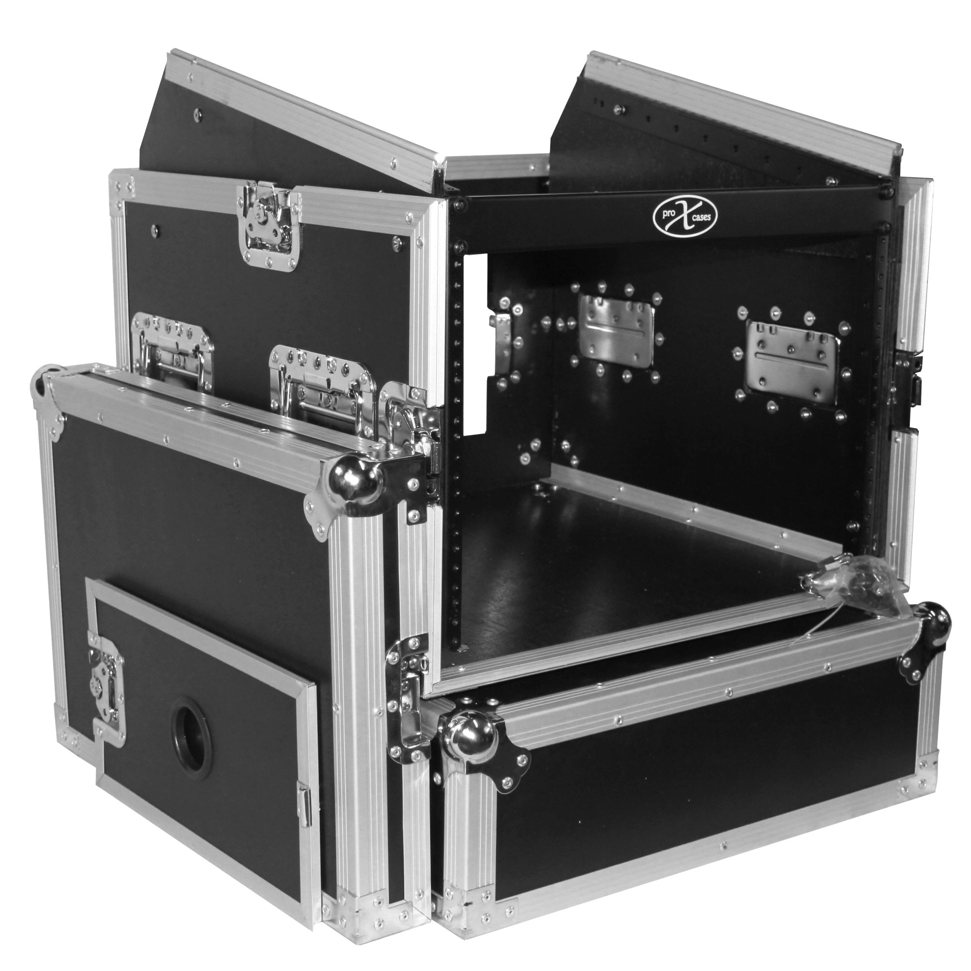 Prox T-8Mrlt Flight Case Dj Combo 8U Rack X 10U Top Mixer W-Laptop Shelf