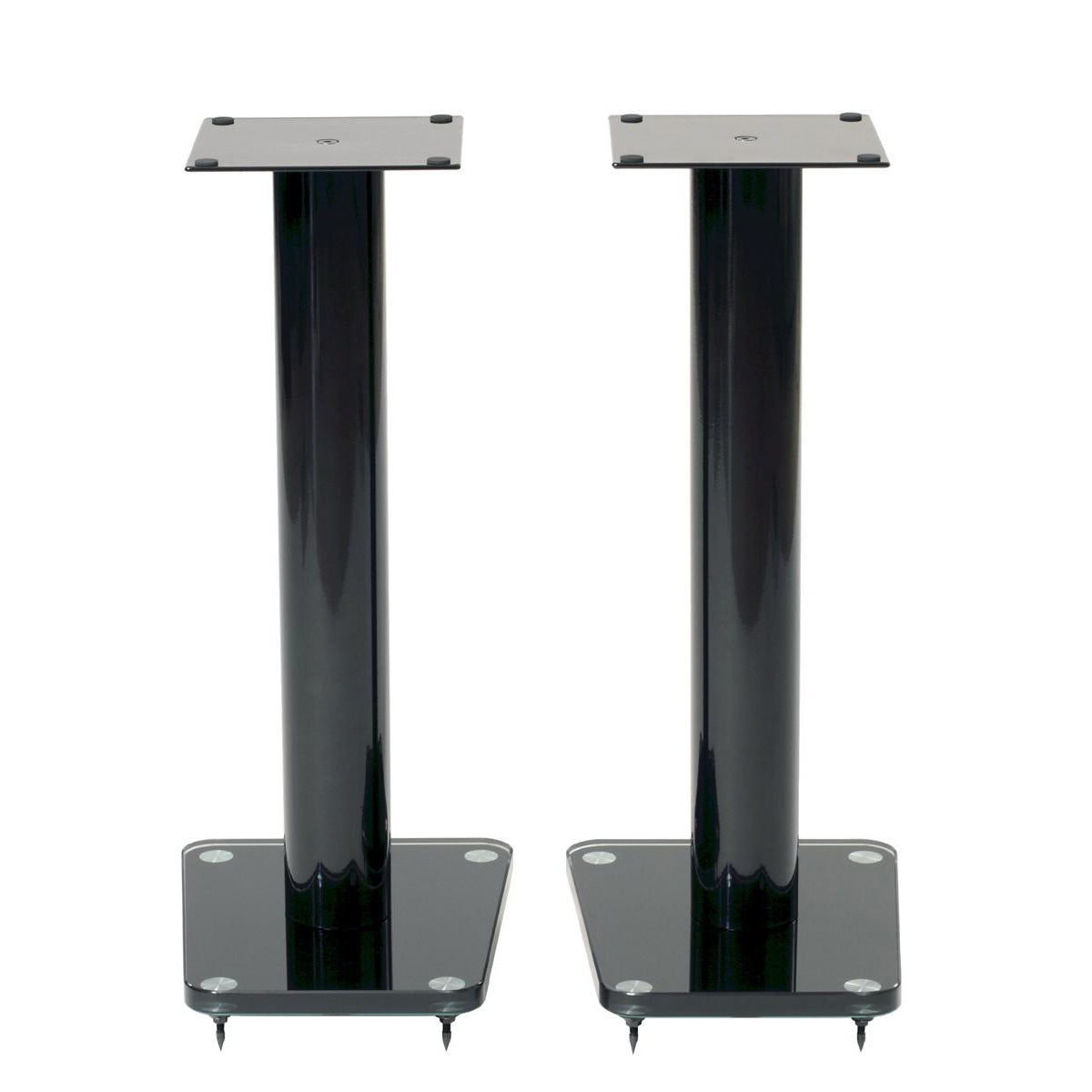 24 Tempered glass & metal speaker stand in gloss black finish. Sold as pair