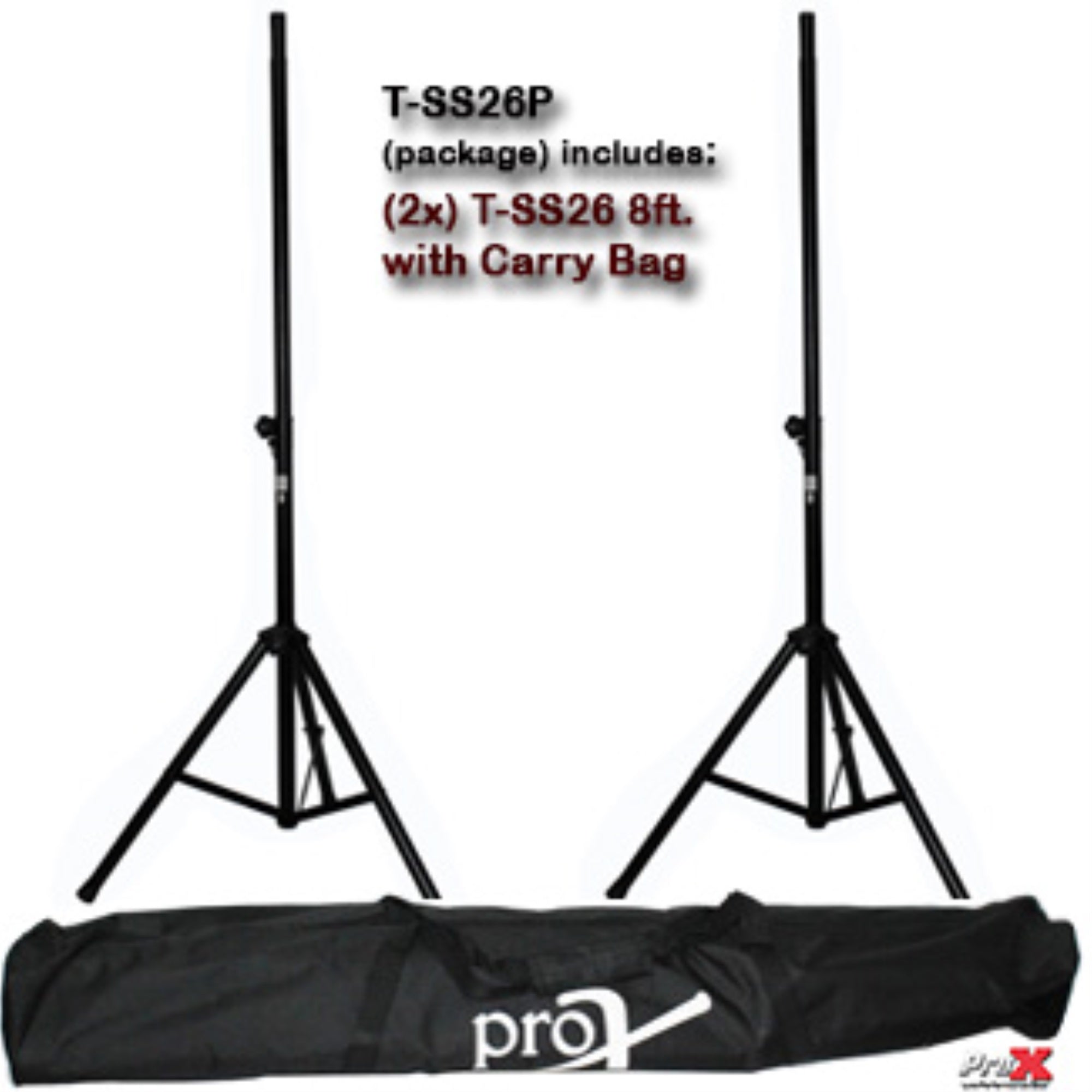ProX T-SS26P  8 (96) All Metal Speaker Stand Set of 2 W/Carrying Case