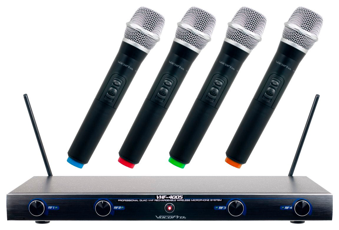 Four Channel Rechargeable Vhf Wireless Microphone System W/Rechargers And Rechargable Batteries Frequency-2