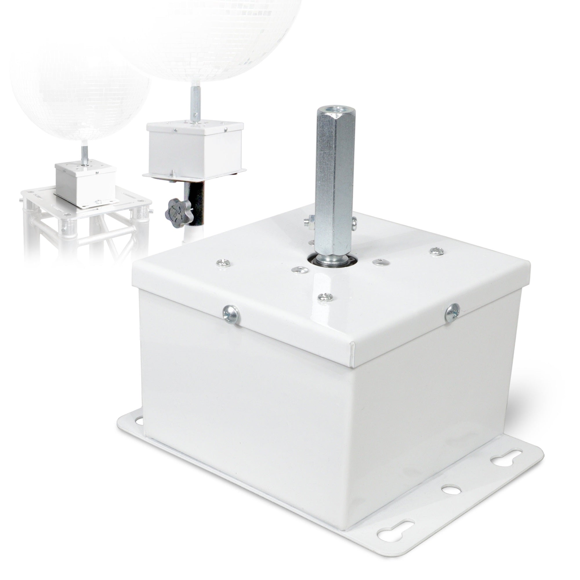 Motos Universal Mirror Ball Oscillating 1Rpm Motor  Mounts Up To 30'' Mirror Balls  | White Finish