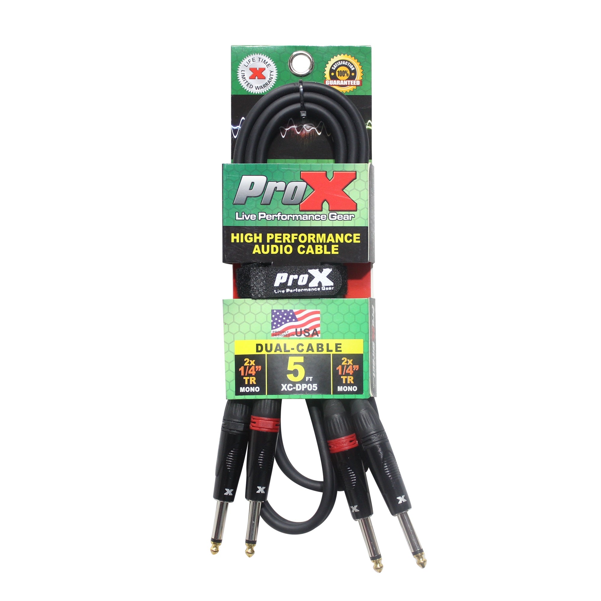 ProX XC-DP05 5' Ft. High Performance 1/4 TS Male to Dual 1/4 TS Male Unbalanced Audio Cable