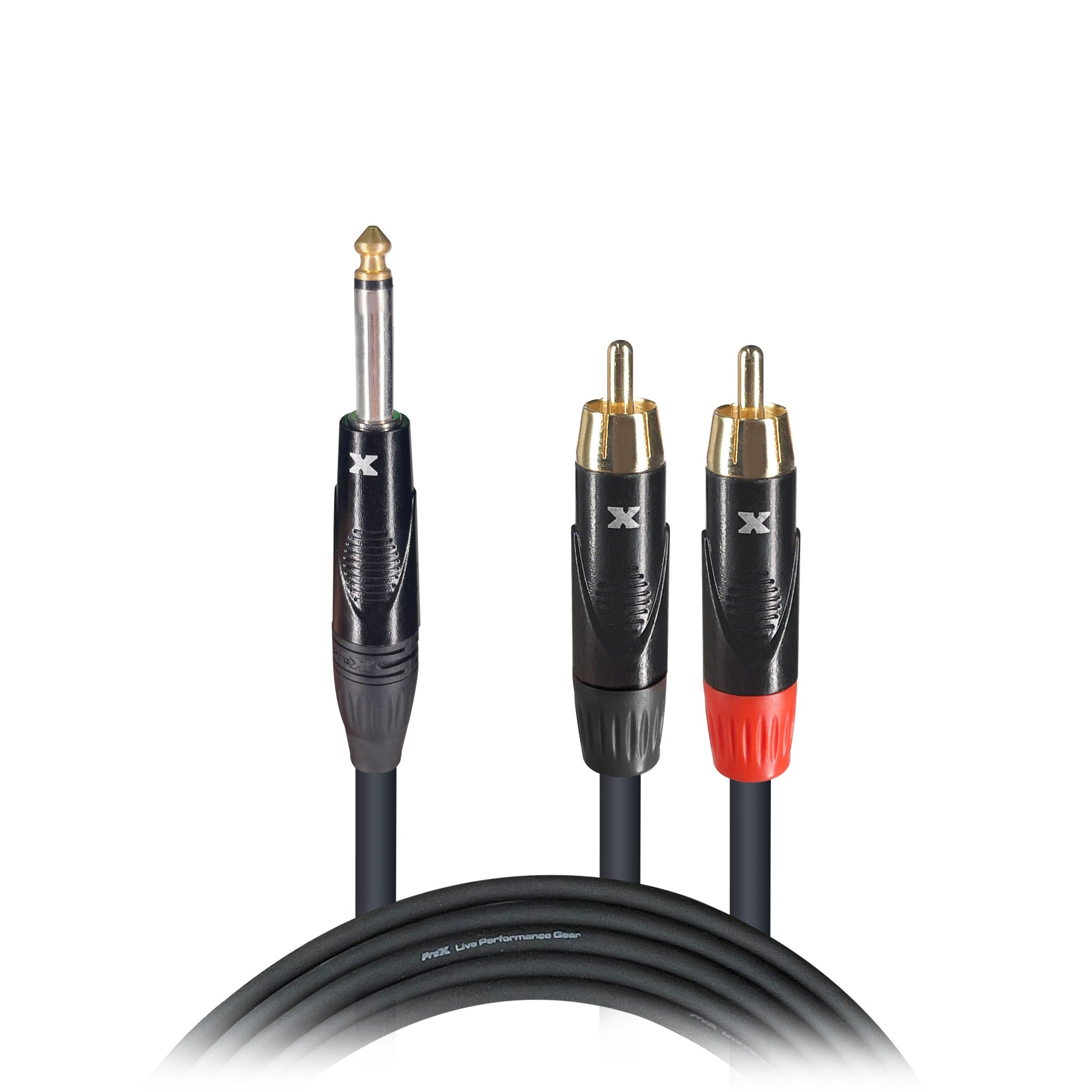 Prox Xc-Pyr03 3 Ft. Unbalanced 1/4'' Ts-M To Dual Rca-M High Performance Audio Y Cable
