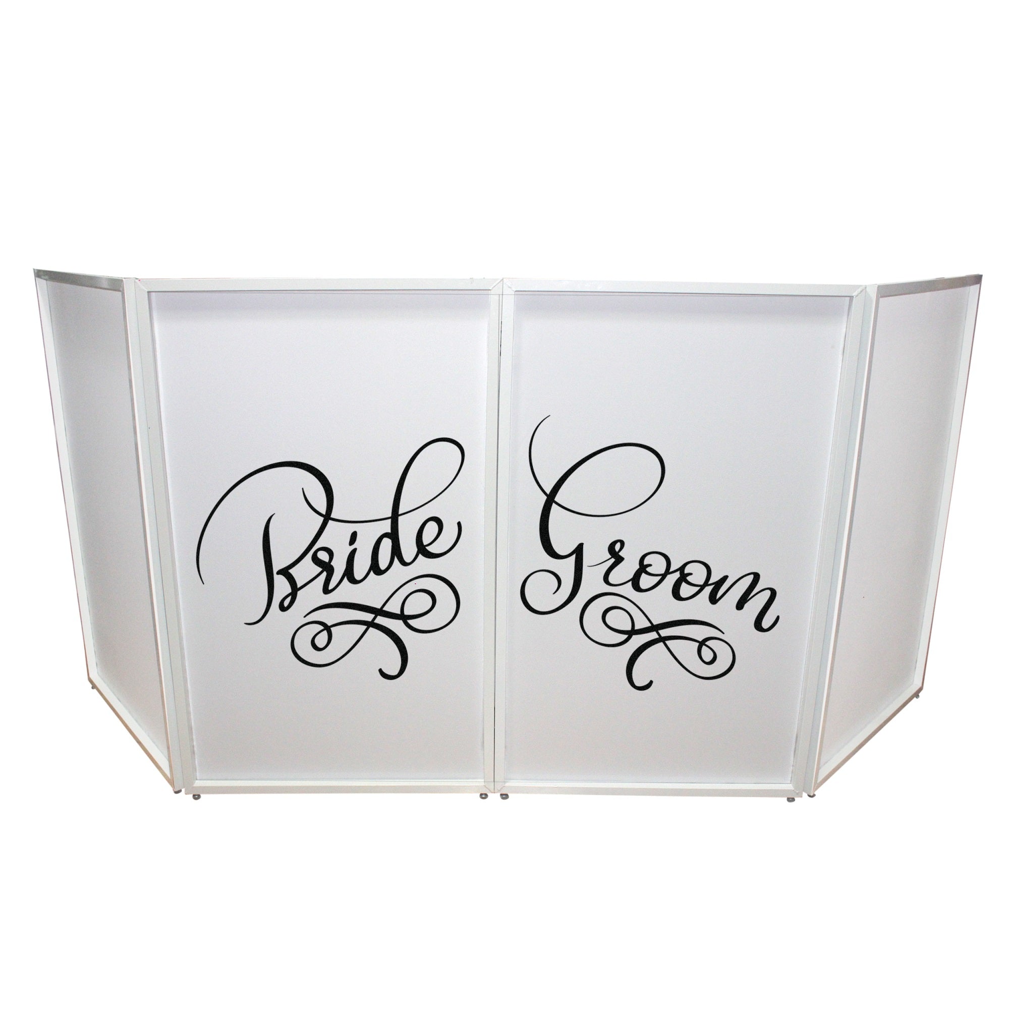 Bride And Groom Facade Enhancement Scrims - Black Script On White | Set Of Two