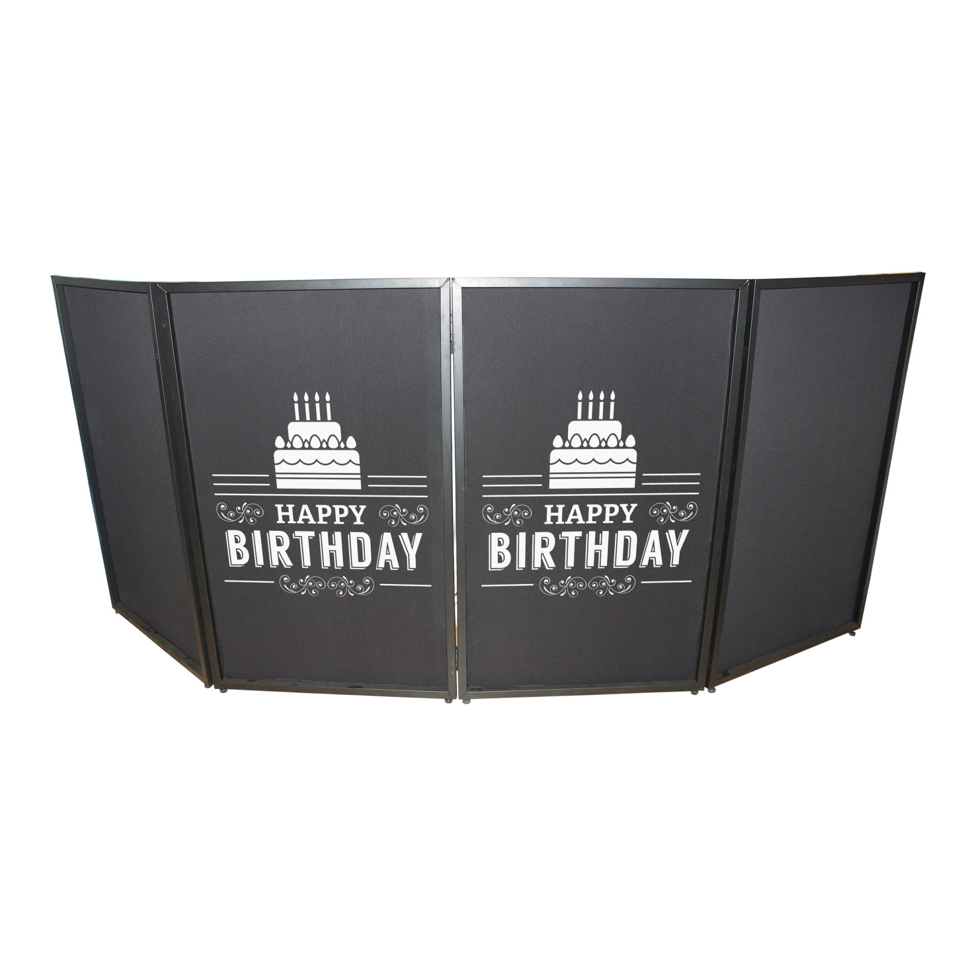 Happy Birthday Facade Enhancement Scrim - White Print On Black | Set Of Two