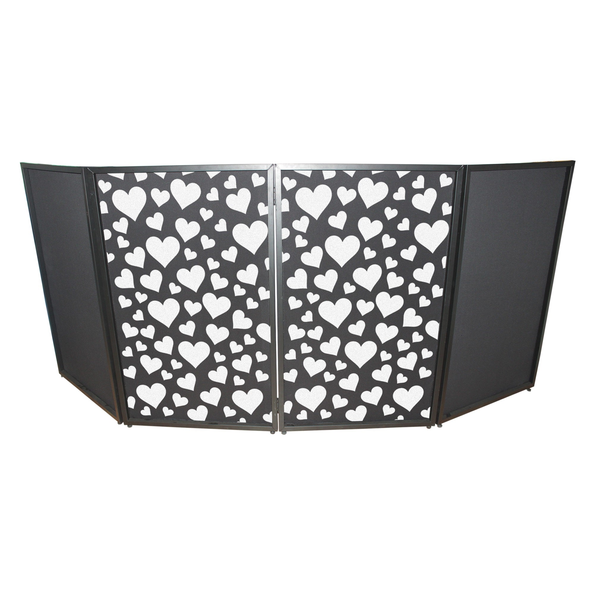 Hearts Pattern Facade Enhancement Scrims - White Hearts On Black | Set Of Two
