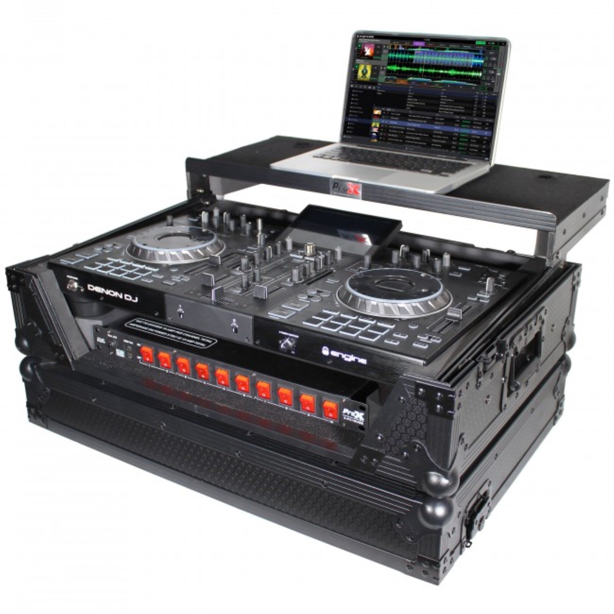 ProX XS-PRIME2 LTBL Flight Case for Denon Prime 2 Standalone DJ System | Black on Black