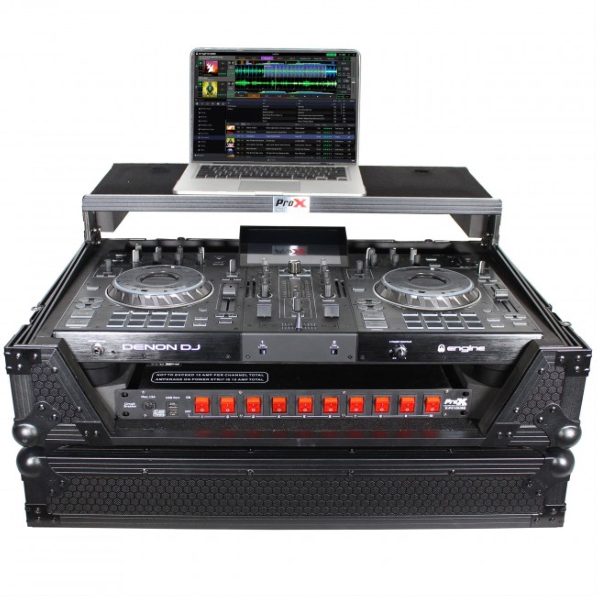ProX XS-PRIME2 LTBL Flight Case for Denon Prime 2 Standalone DJ System | Black on Black
