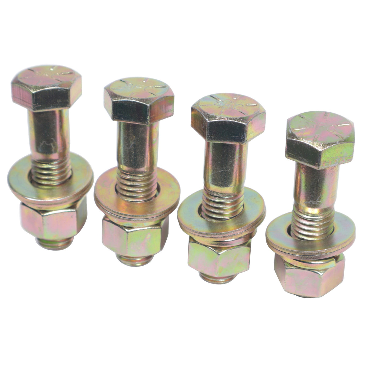 Prox Xt-Btsbx4-G8 Set Of (4) 2.5'' Length Hex Short Yellow Zinc Truss Bolts Nuts Washers  Grade 8 (5/8-11 X 2-1/2 Nc)
