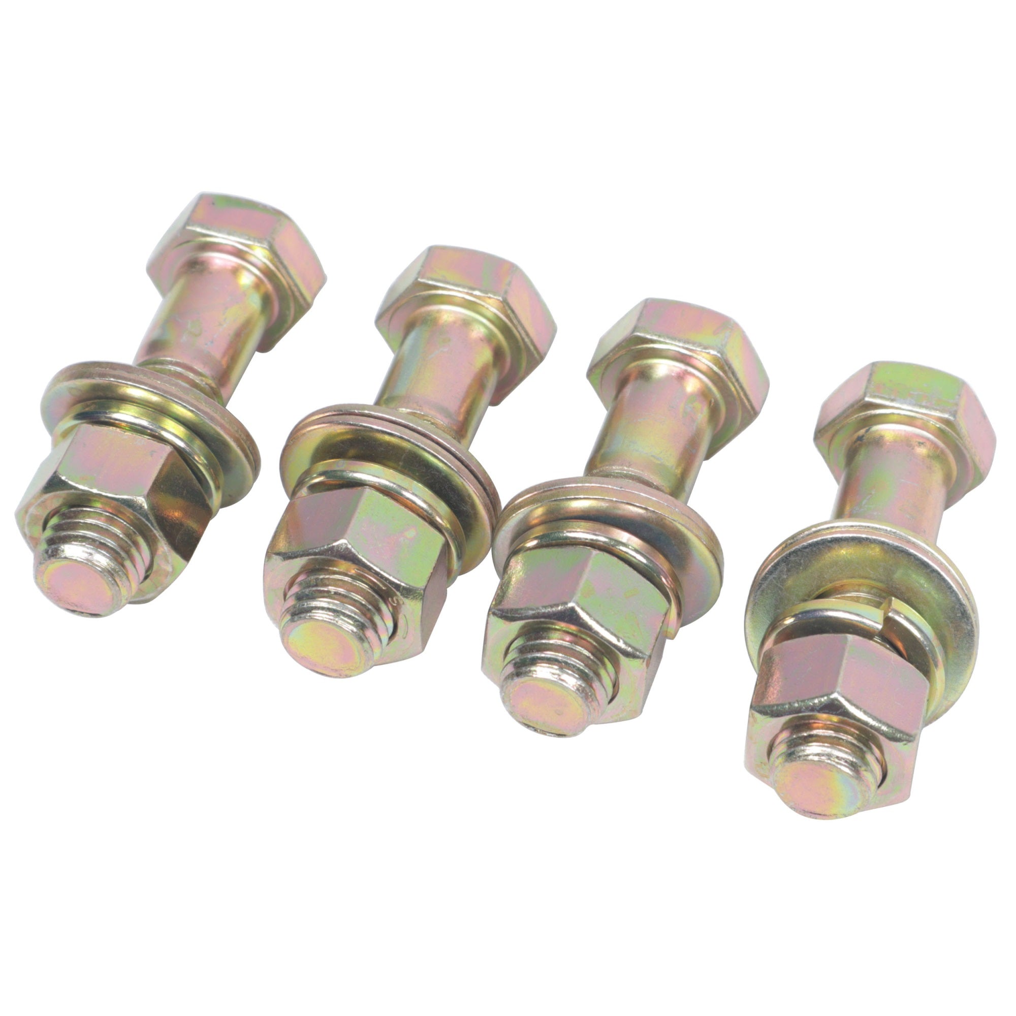 ProX XT-BTSBX4-G8 Set of (4) 2.5'' Length Hex Short Yellow Zinc Truss Bolts Nuts Washers  Grade 8 (5/8-11 x 2-1/2 NC)