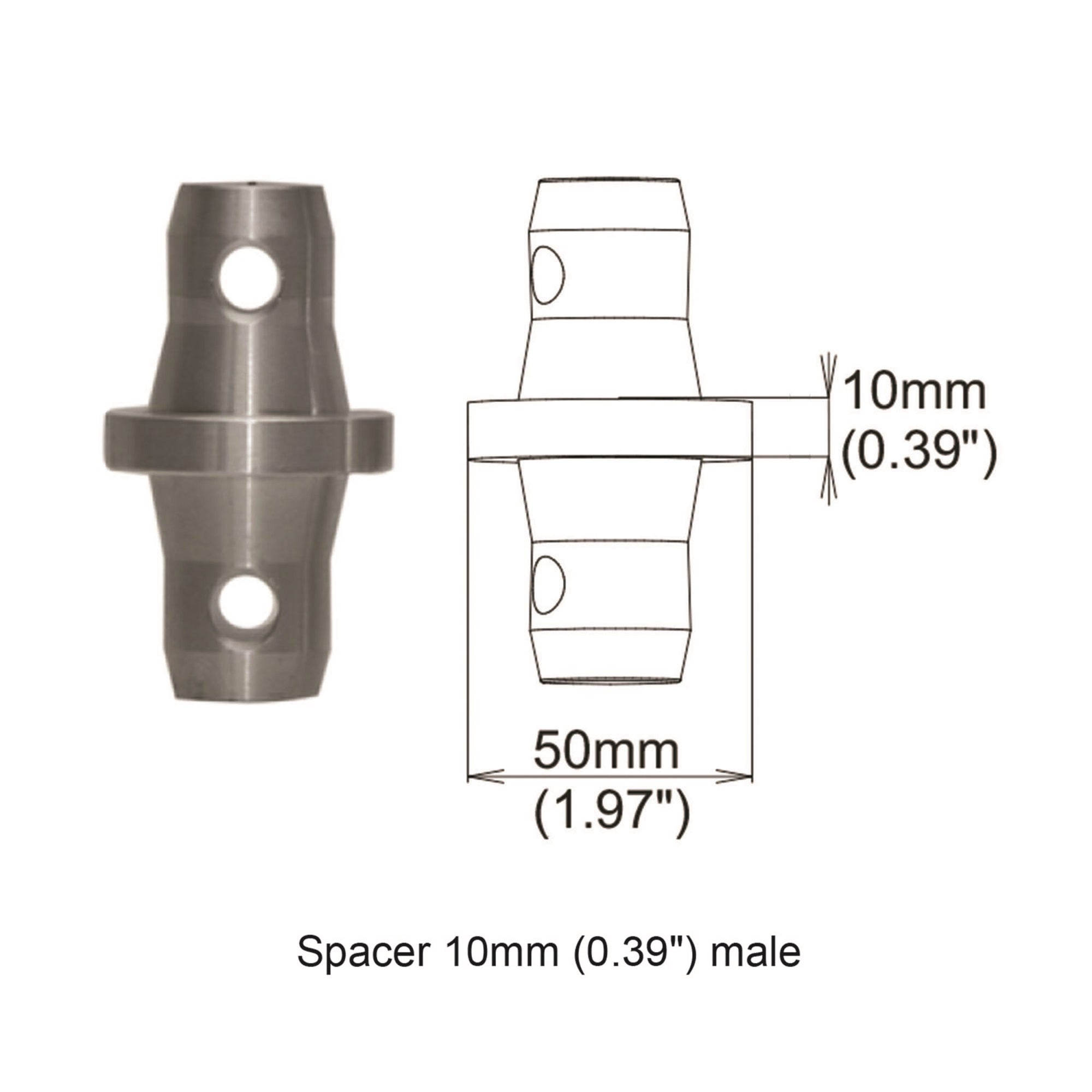 Prox Xt-Spmm10 Spacer 10Mm Male Coupler