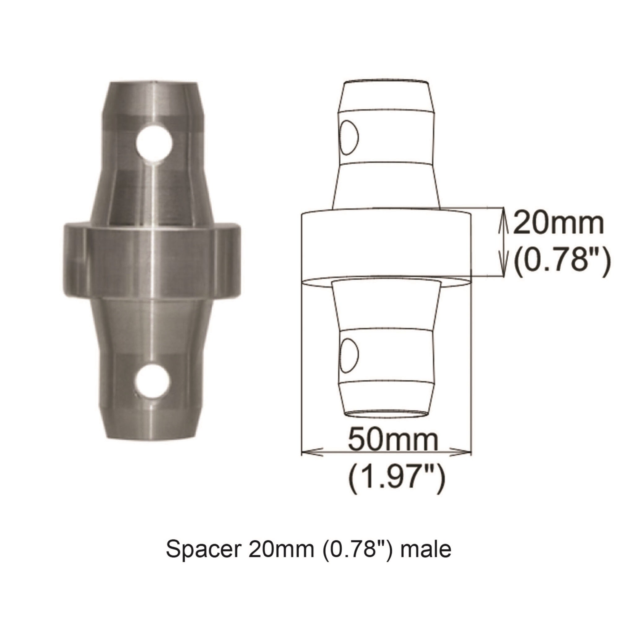 Prox Xt-Spmm20 Spacer 20Mm Male Coupler