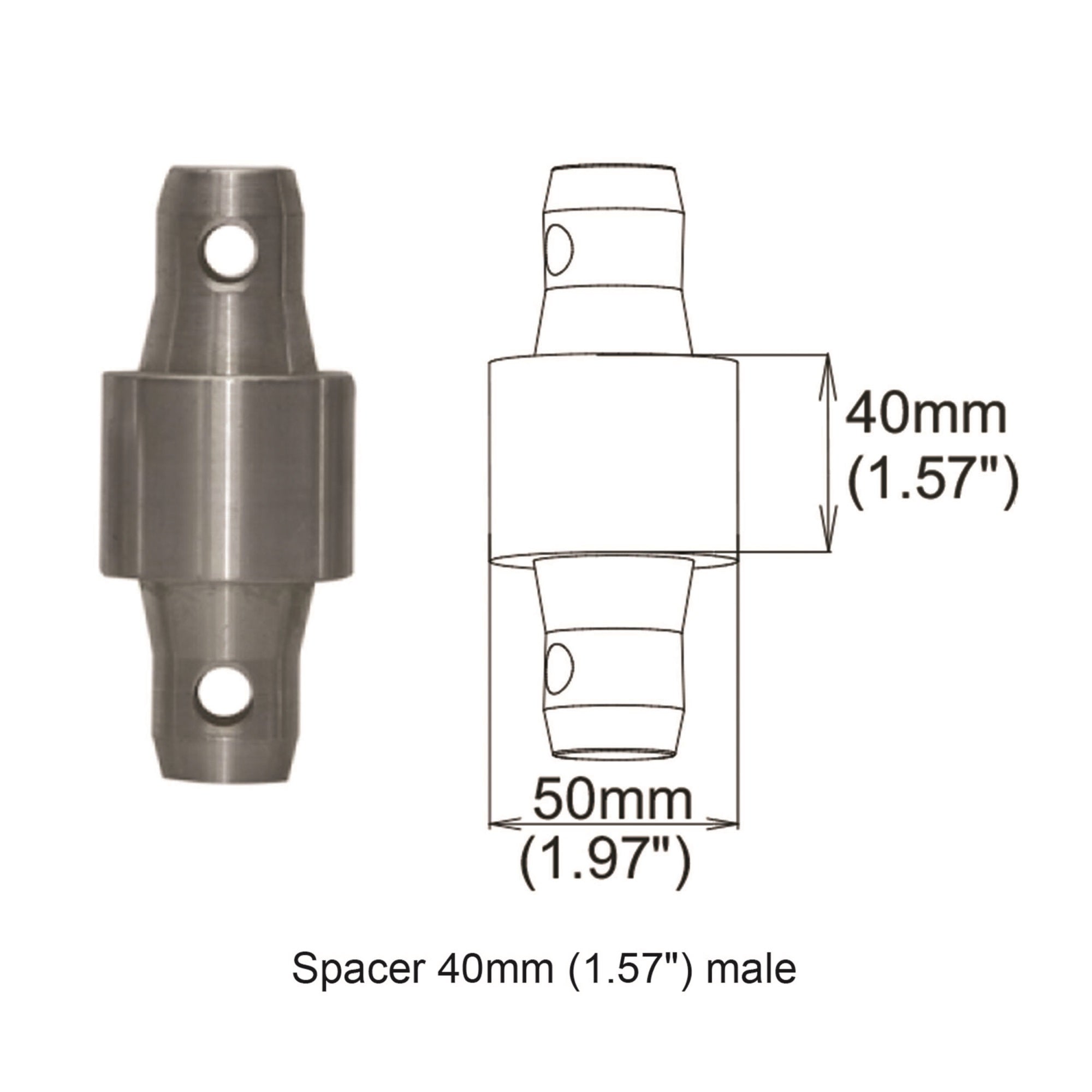 Prox Xt-Spmm40 Spacer 40Mm Male Coupler