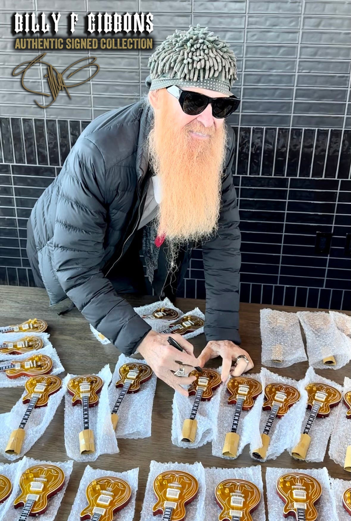 Billy F Gibbons AUTOGRAPHED COLLECTION Signature 1:4 Scale Mini Guitar Models - 1ST EDITION 2023
