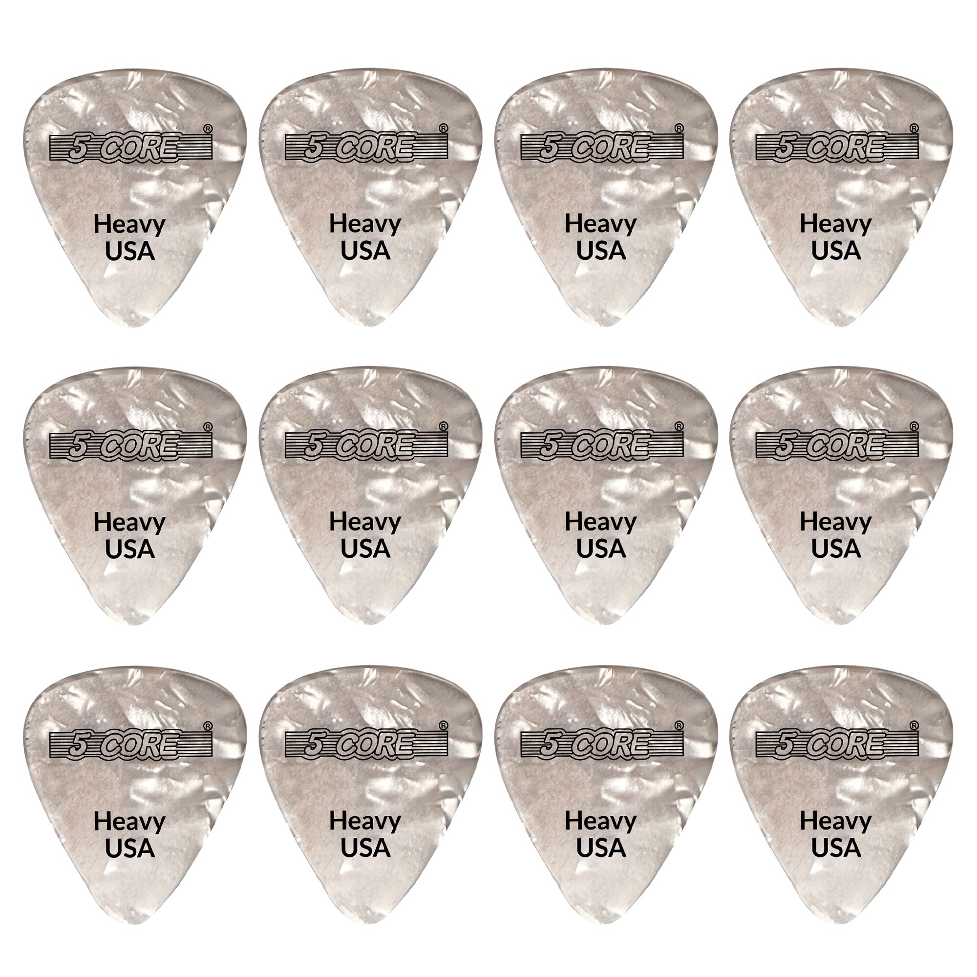 5 Core Guitar Picks  White Color Pick For Guitar 12 Pcs  Heavy Gauge Durable Premium Celluloid Guitar Picks 096Mm- G Pick H Wh 1