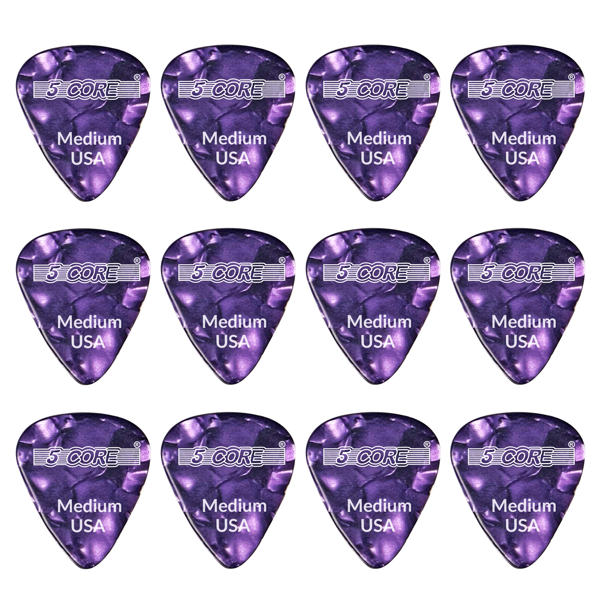 5 Core Guitar Picks  Purple Color Pick For Guitar 12 Pcs  Medium Gauge Durable Premium Celluloid Guitar Picks 071Mm- G Pick M Pr