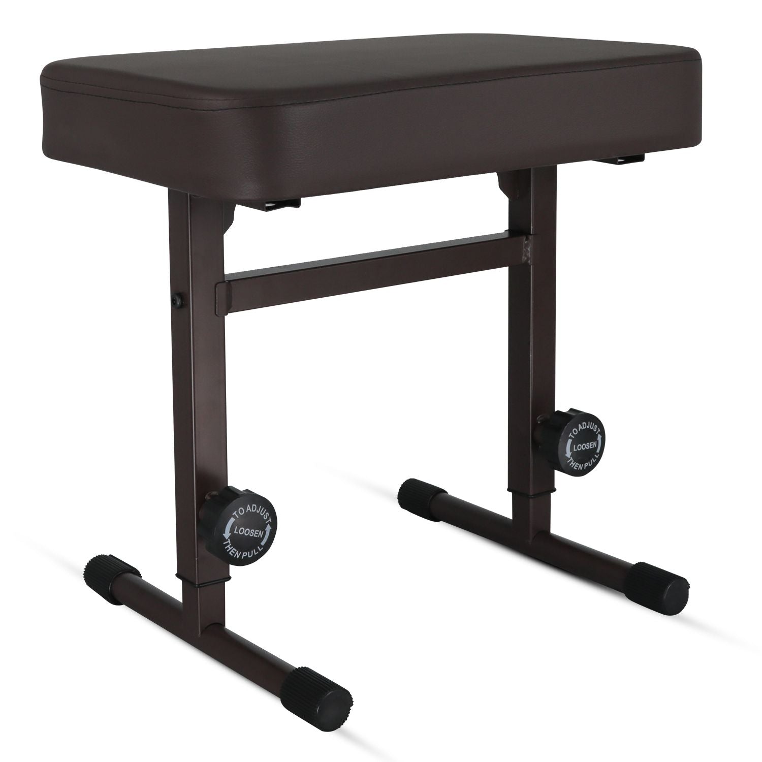 5 CORE Keyboard Bench Piano Stool T Style Brown Thick Padded Cushion Seat | Height Adjustable 17 to 22 inch | Keyboard Chair (PU