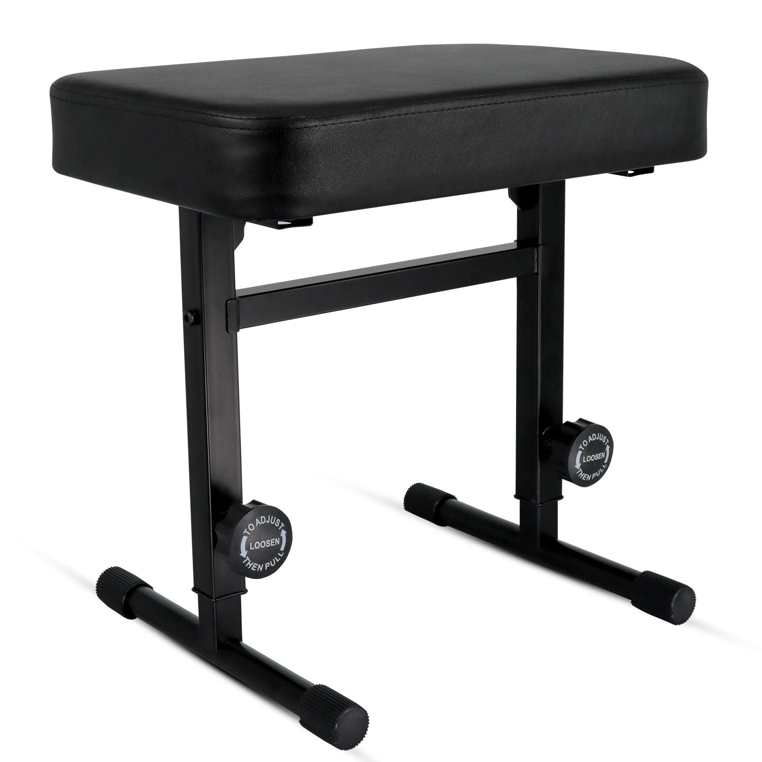 5 CORE Keyboard Bench Piano Stool T Style Black Thick Padded Cushion Seat | Height Adjustable 17 to 22 inch | Keyboard Chair (PU