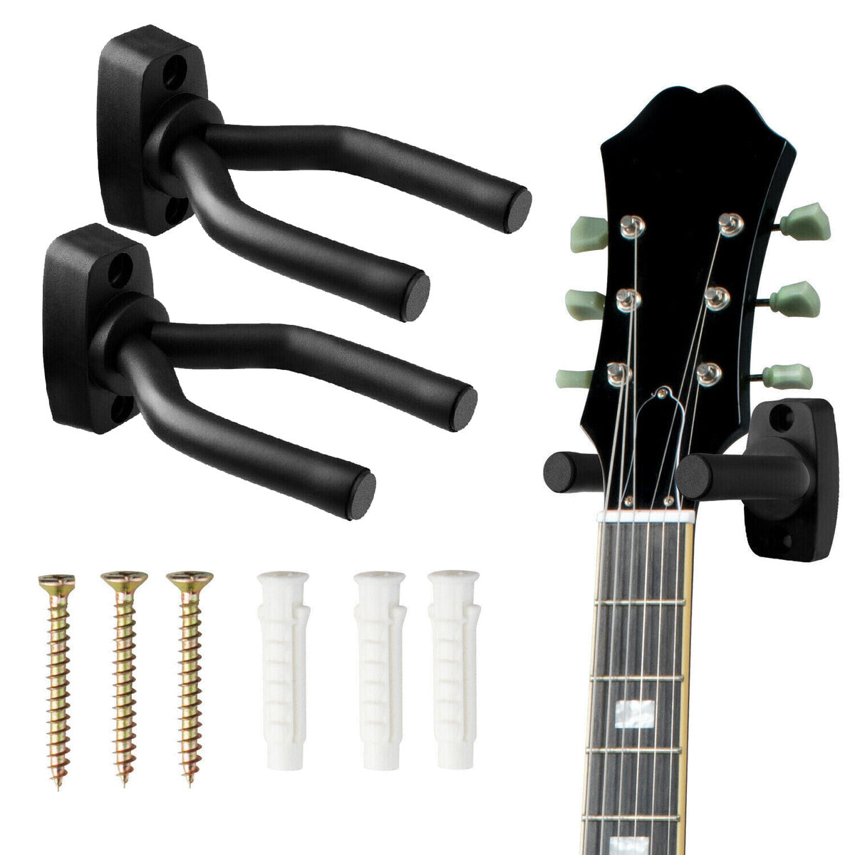 5 Core Guitar Wall Mount Hanger Hook For Acoustic Classical Electric Bass Guitars - Gh Iron 2Pcs