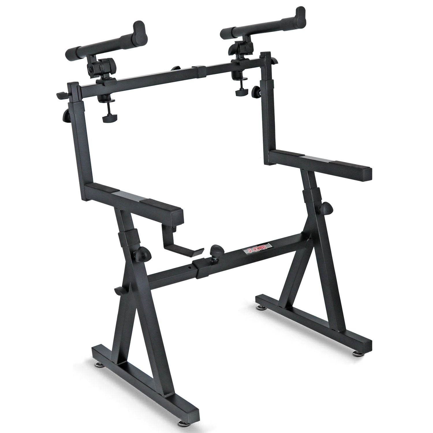 5 CORE Keyboard Stand 2 Tier Z Style Adjustable Electric Piano Riser Foldable & Heavy Duty Lift Holder With Secure Strap Mount F