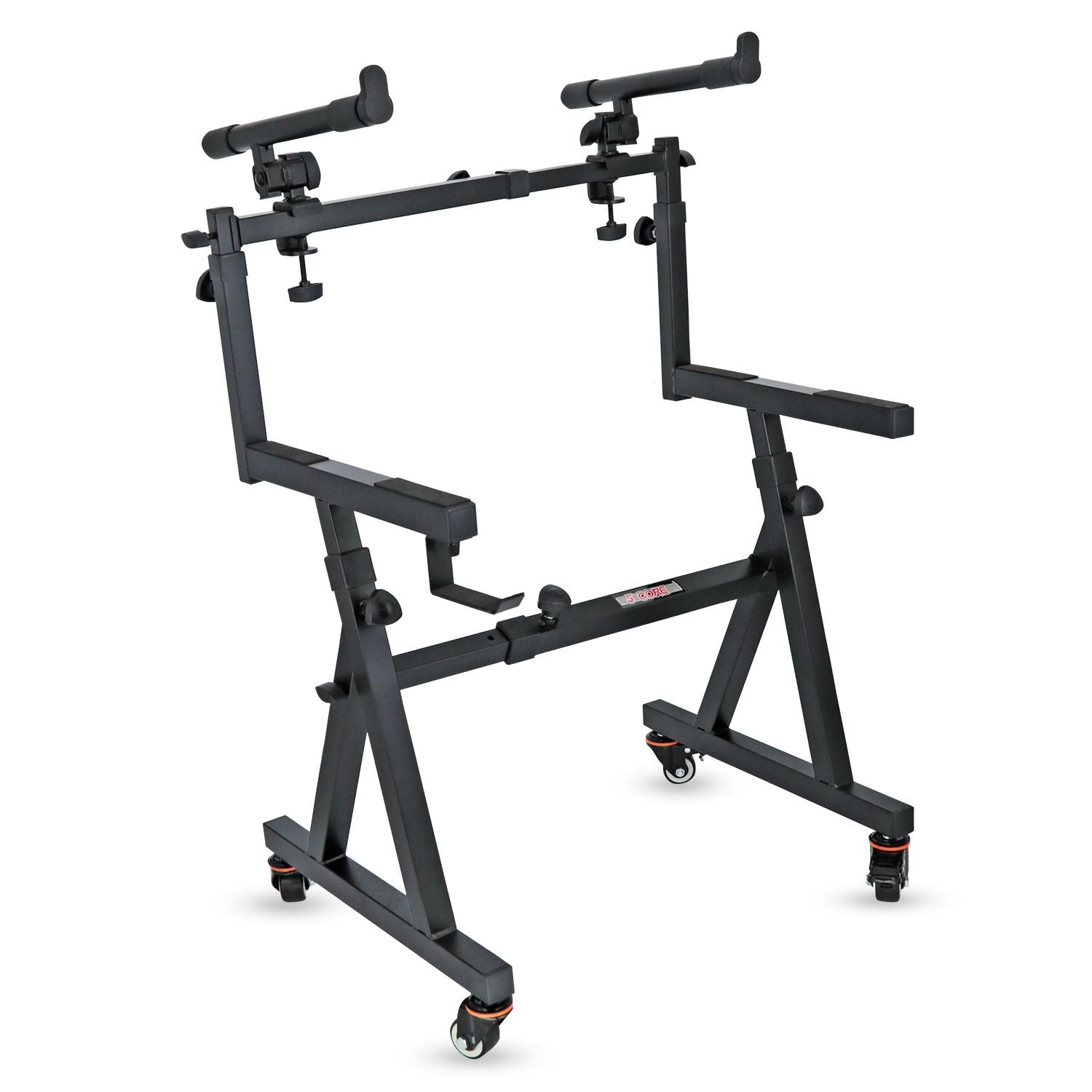 5 CORE Keyboard Stand 2 Tier Z Style Adjustable Electric Piano Riser Foldable & Sturdy Lift Holder With Secure Strap Mount For 5