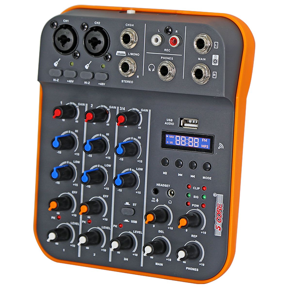 5 Core Audio Interface Mixer 4 Channel PC XLR Bluetooth USB DJ Music Podcast Karaoke Sound Board - MX 4CH