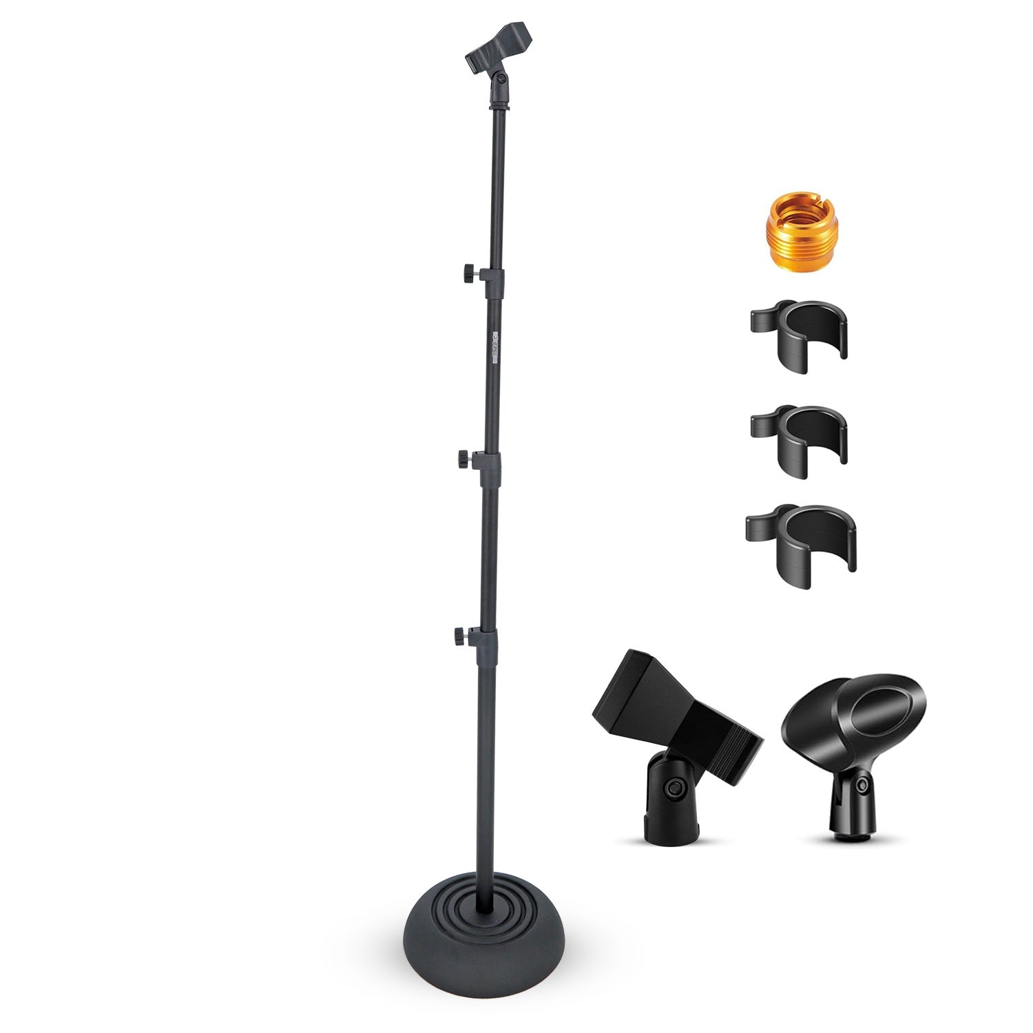 5Core Mic Stand Floor Adjustable Universal Heavy Duty Microphone Stands Round Base Soporte De Micrfono - Ms Rbp 3T