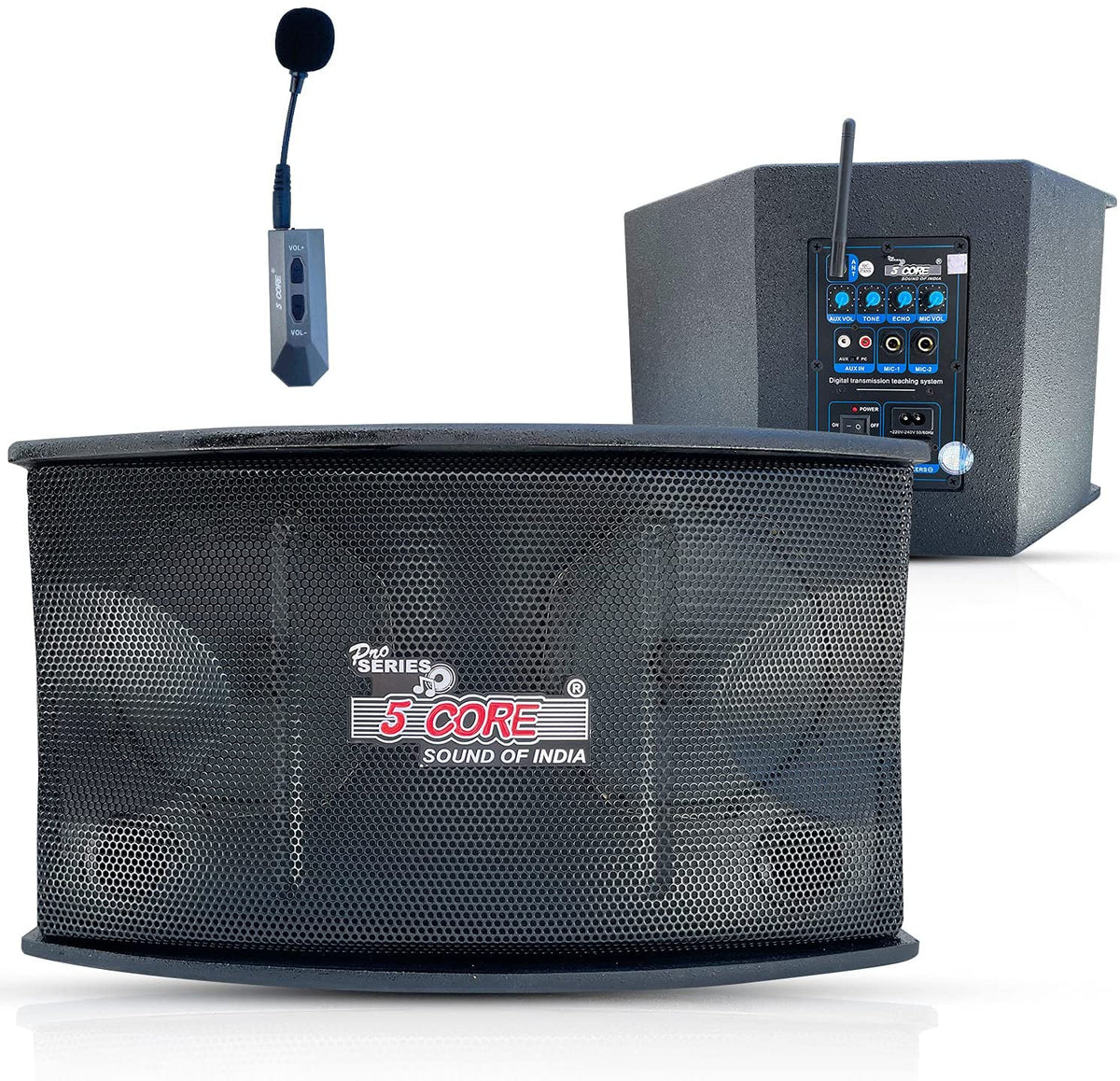 5 Core Audio Presentation System Power Professional Audio Amplifier - 200W Receiver System, Inbuilt Collar Microphone W/Usb, Aux
