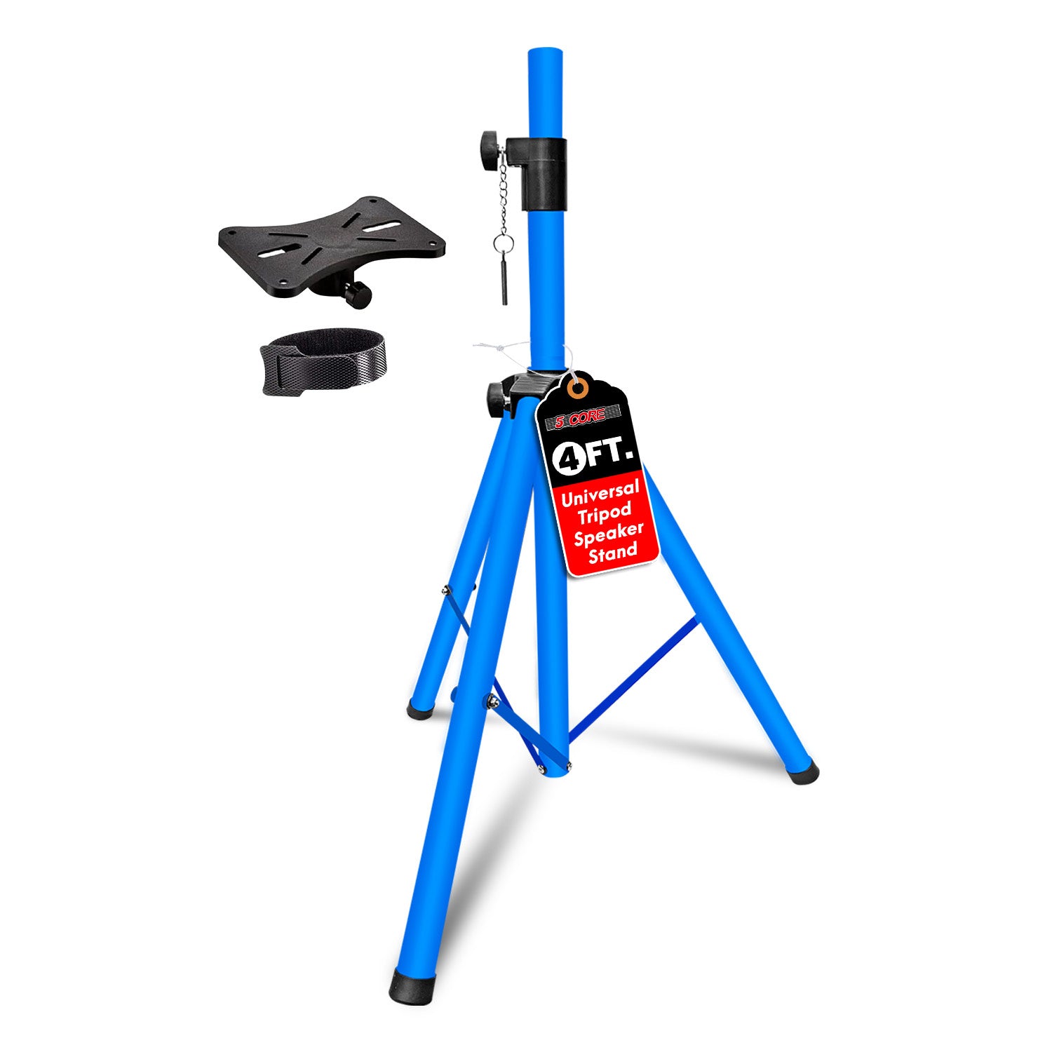 5 Core Speaker Stand Tripod Floor Adjustable Up To 48 Inch Dj Studio Monitor Stands Short Pole Mount - Ss Hd 1Pk Sky Blu 4Ft