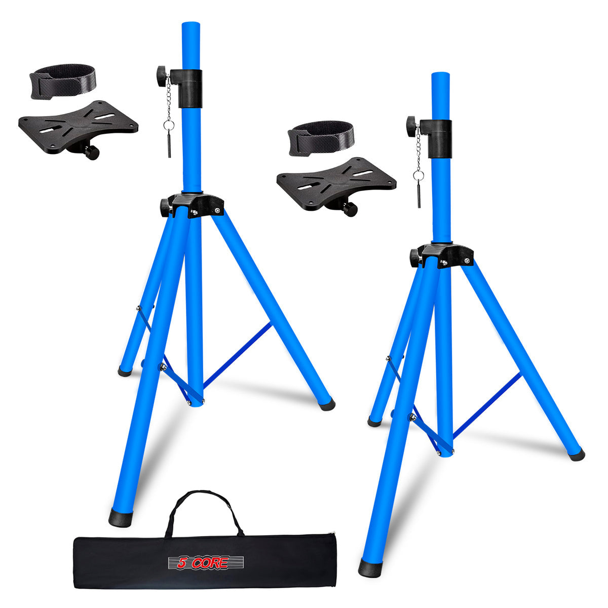 5 Core Speaker Stand Tripod Pair Floor Adjustable Up To 48 Inch Dj Studio Monitor Stands Short Pole Mount - Ss Hd 2Pk Sky Blu 4F