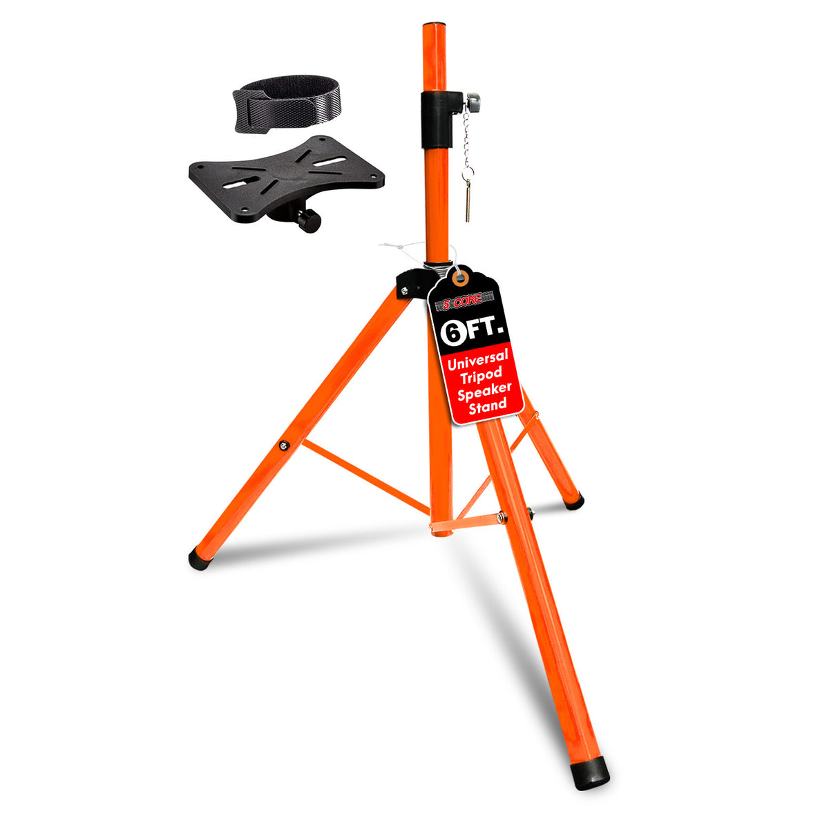 5 Core Speaker Stand Tripod Floor Heavy Duty Adjustable Up To 72 Inch Dj Studio Monitor Stands Pole Mount - Ss Hd Org Wob