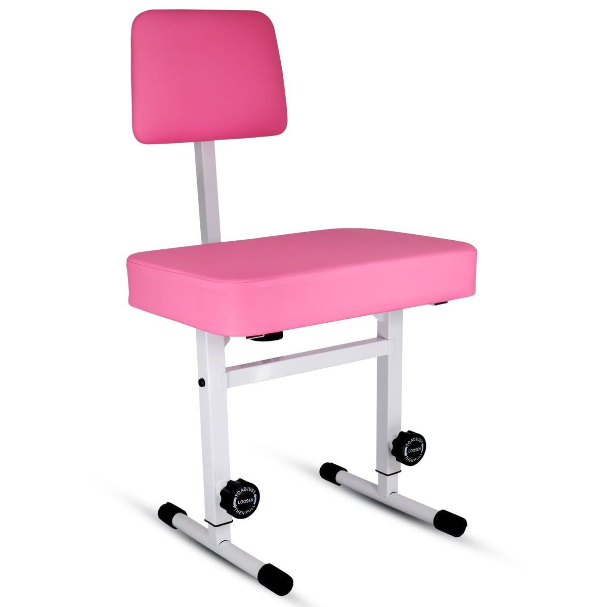 5 CORE Piano Bench Height Adjustable Keyboard Stool Stool Heavy Duty Thick Padded Cushioned Seat with Backrest - PNB B-REST PNK