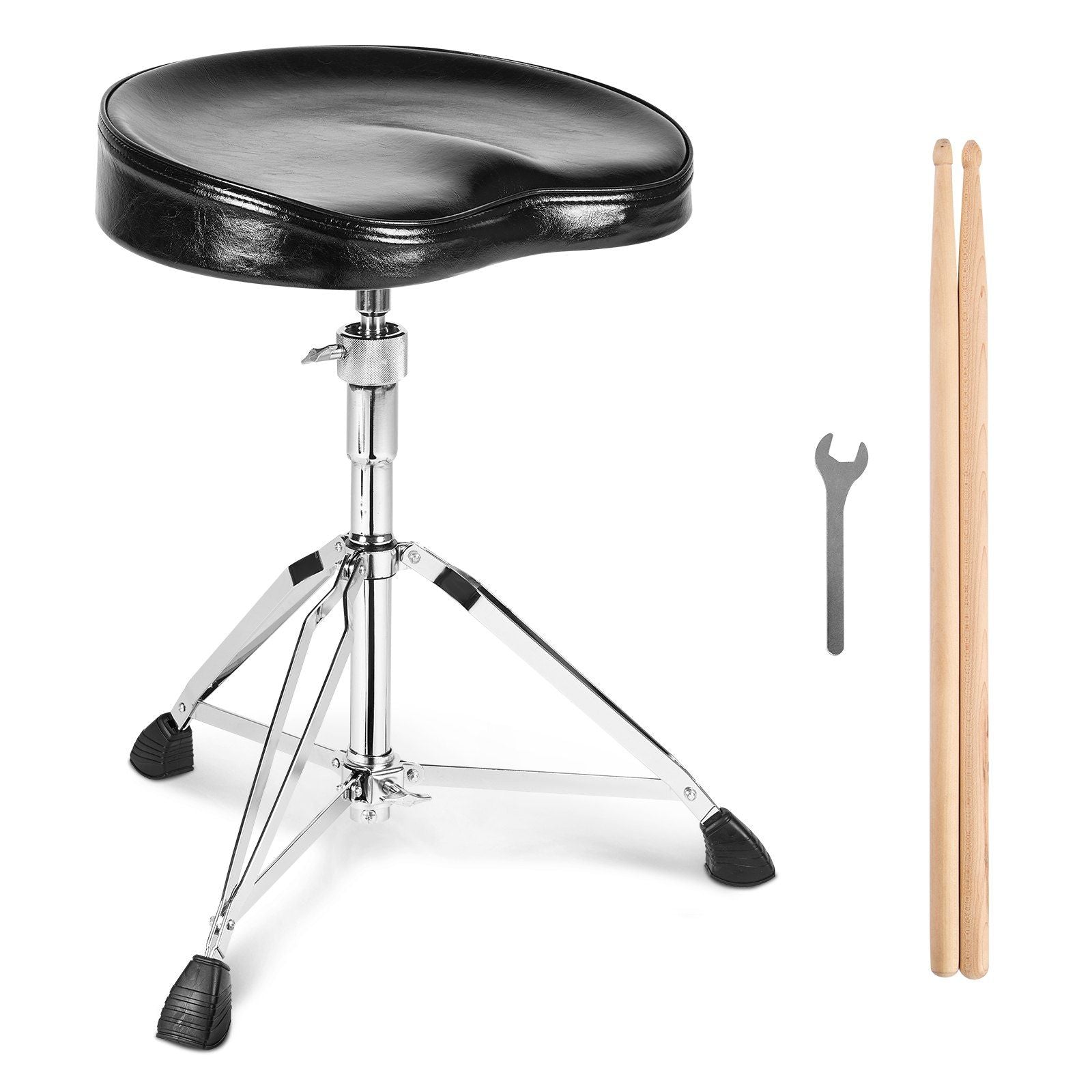 VEVOR Drum Throne, 21.3-26.4 in / 540-670 mm Height Adjustable, Padded Drum Stool Seat with Anti-Slip Feet 5A Drumsticks 500 lbs