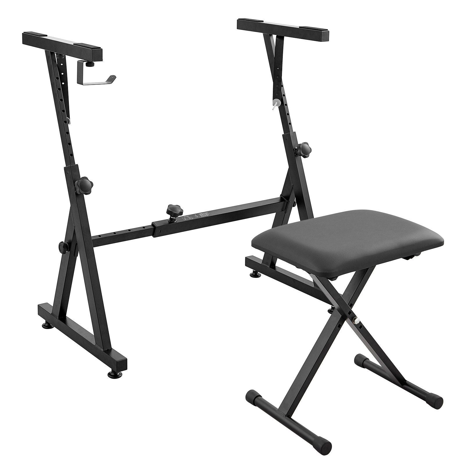VEVOR Piano Keyboard Stand and Bench Set, Z Style, Heavy-Duty Digital Piano Music Stand and Seat, 250 lbs Capacity with Adjustab