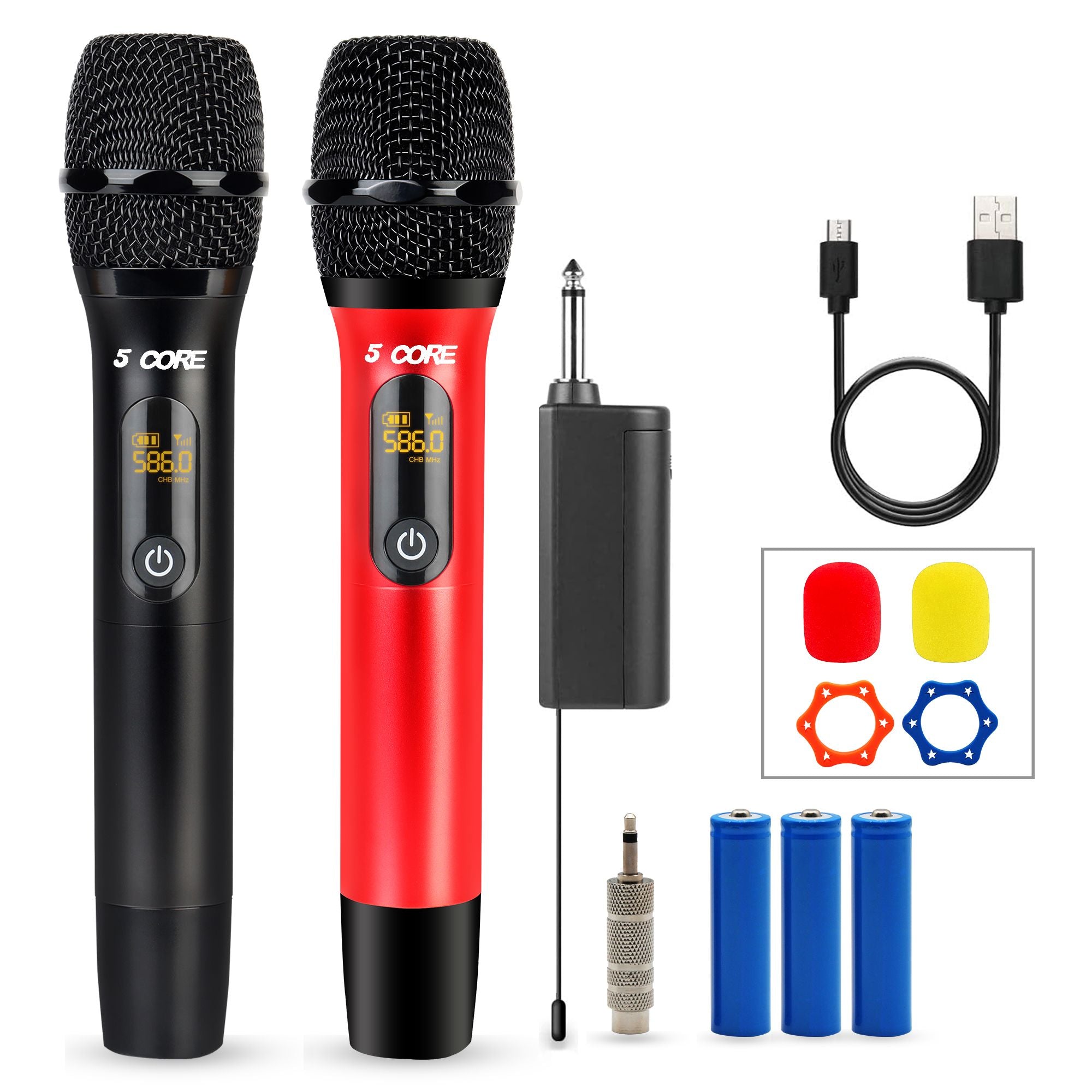 5 Core Wireless Microphones Pair UHF Professional Handheld Microfonos Inalambricos Dual Cordless Mic System for Karaoke Singing 