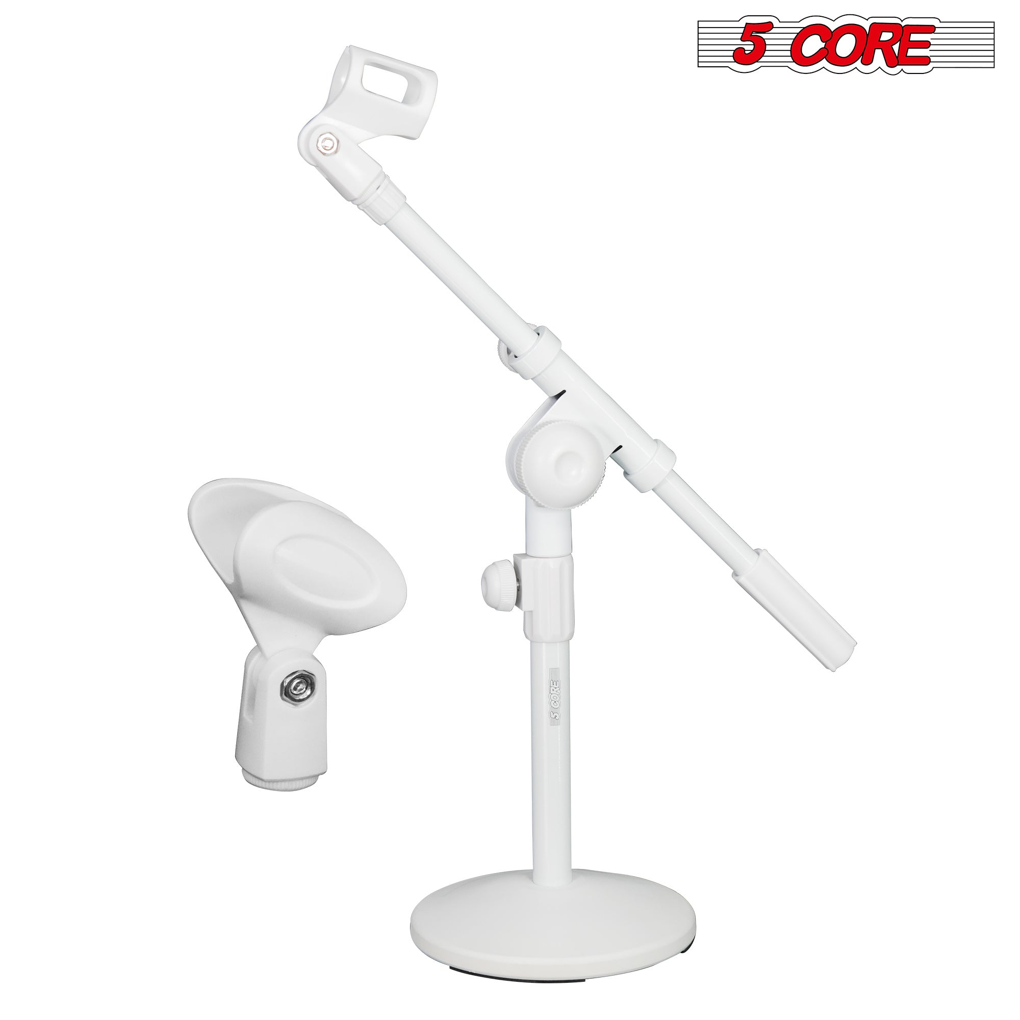 5 Core Mic Stand Height Adjustable 1535 To 2125 Short Desktop Stands W Telescopic Arm And Round Base Low Profile Small Mic Holde