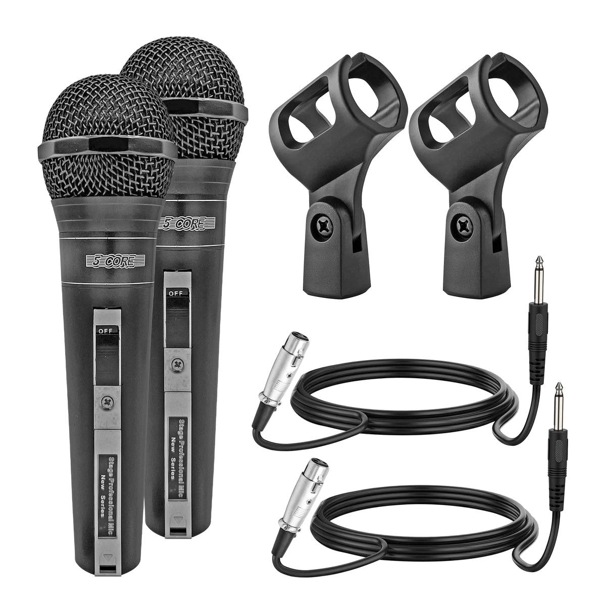 5 Core Microphone Pair XLR Dynamic Mic Karaoke Singing Handheld Microfono Wired Professional Unidirectional 1/4 Plug In Cord Con
