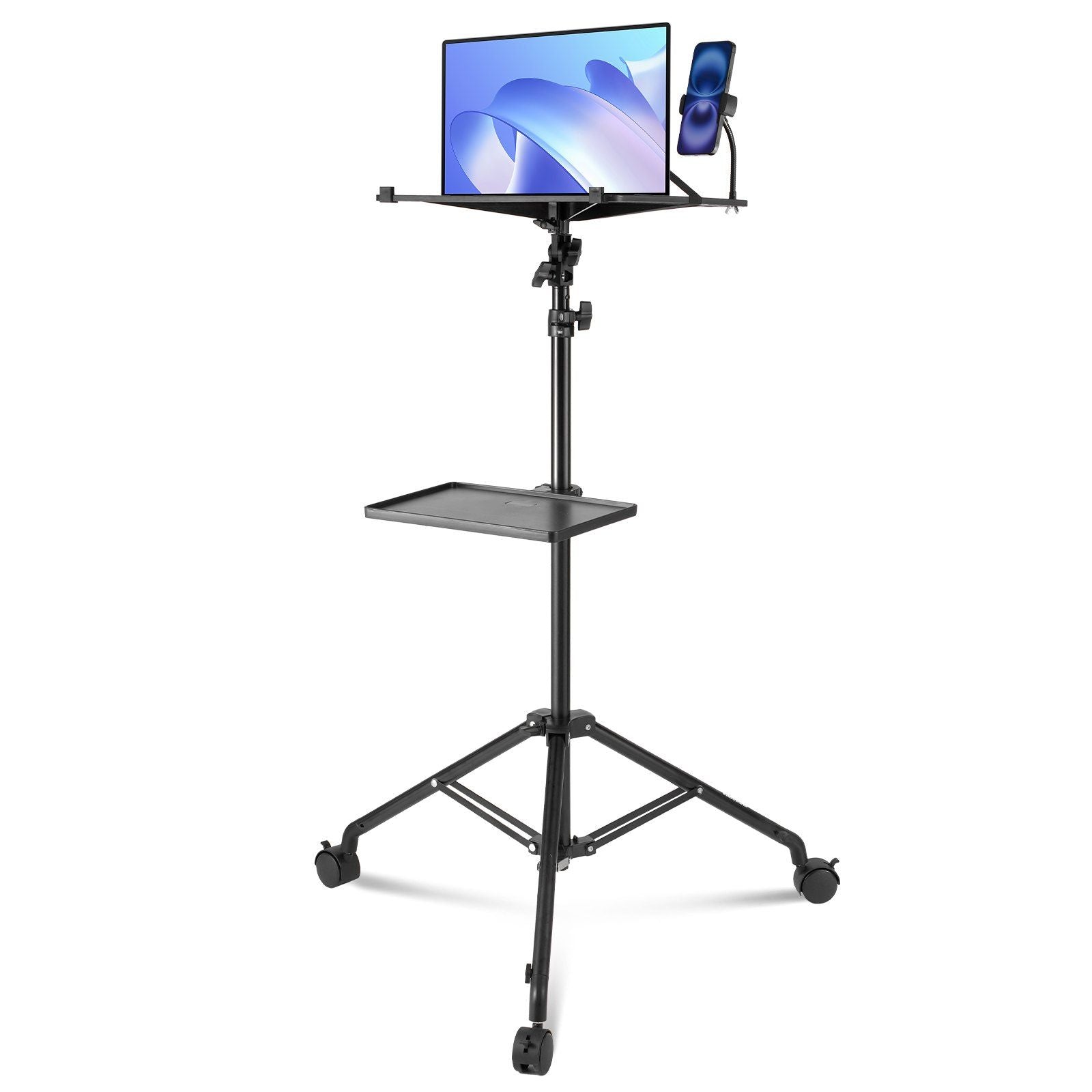 VEVOR Projector Floor Stand Adjustable Height from 31.3 to 67.3 in, DJ Equipment, Projector Mount with Tray, Ideal for Outdoor M